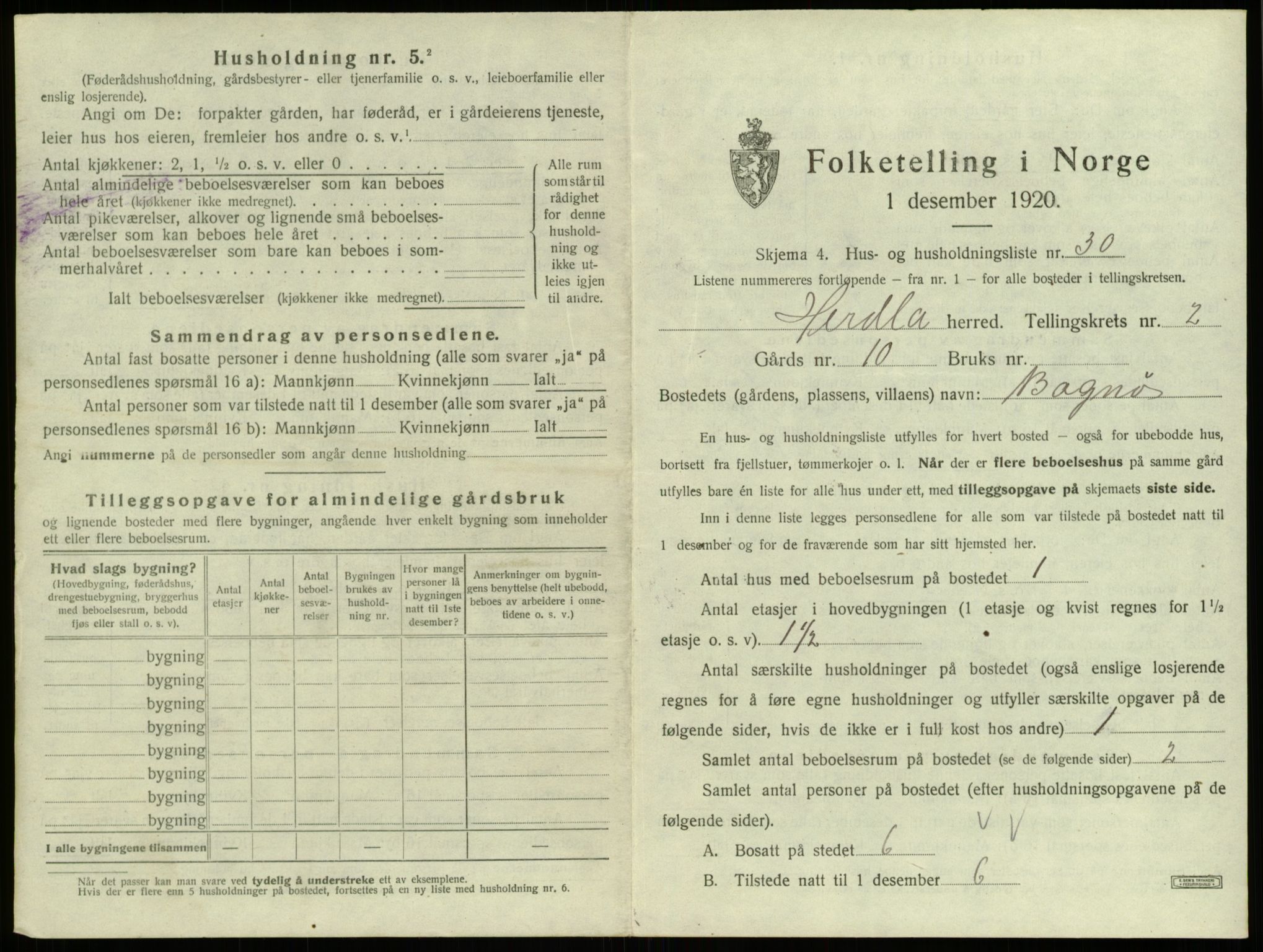 SAB, 1920 census for Herdla, 1920, p. 281