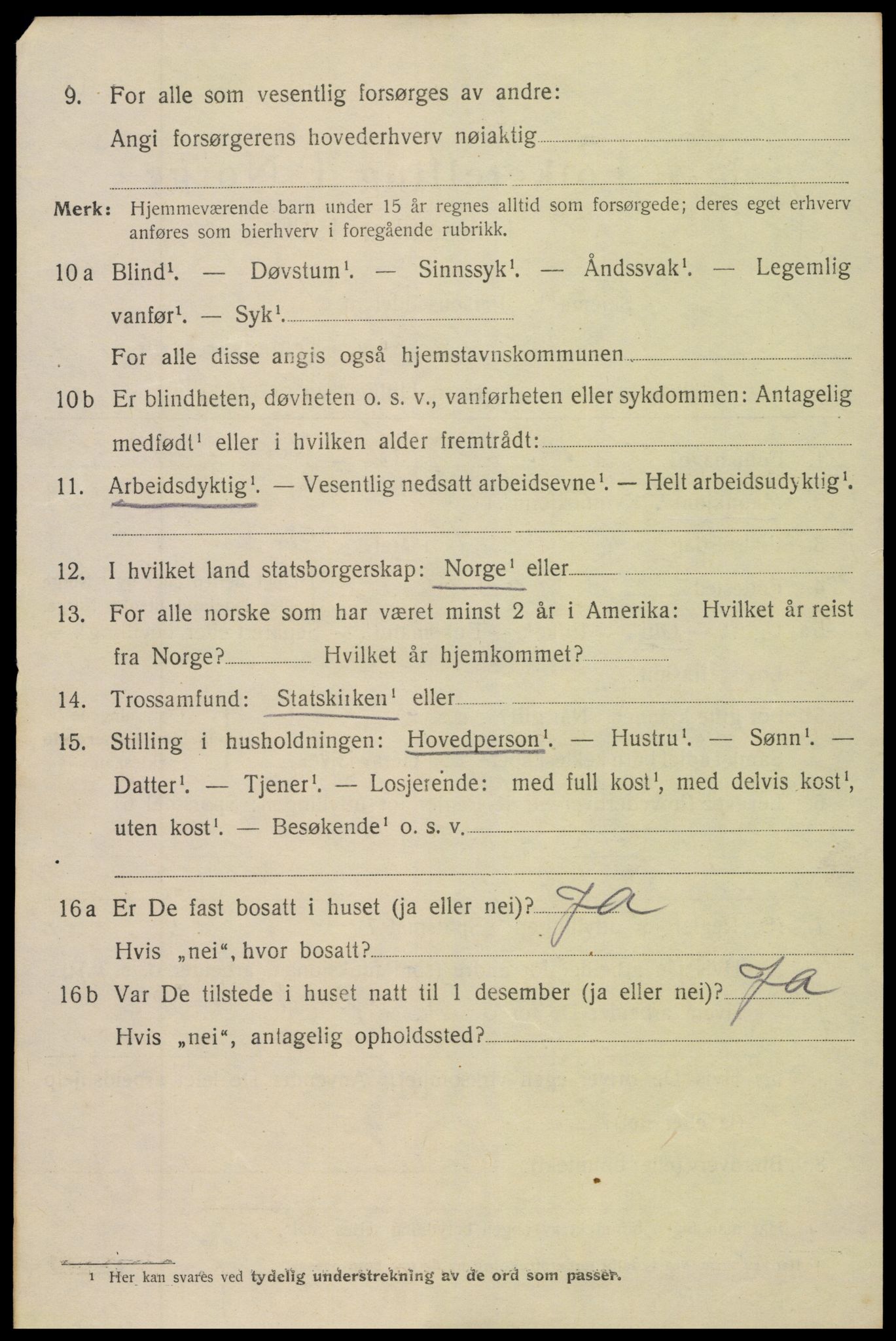 SAK, 1920 census for Arendal, 1920, p. 16099