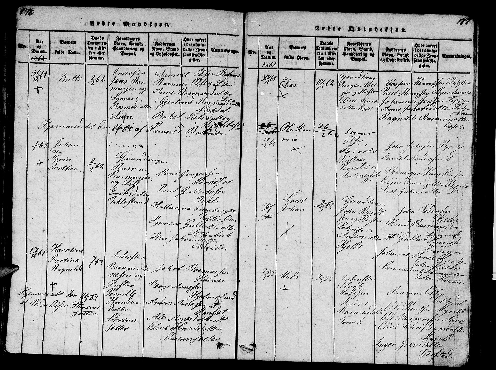 Eid sokneprestembete, AV/SAB-A-82301/H/Hab/Haba/L0001: Parish register (copy) no. A 1, 1816-1862, p. 176-177