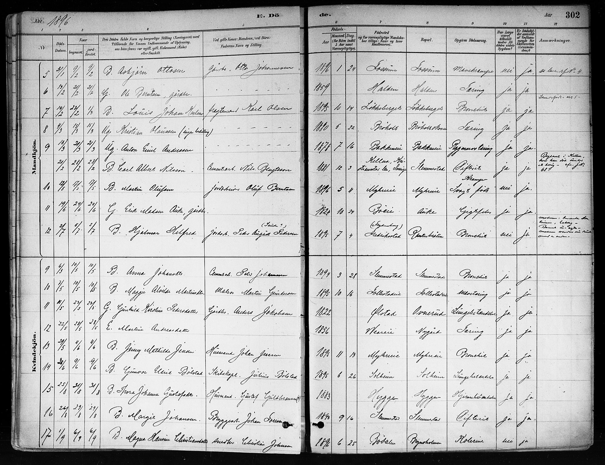 Røyken kirkebøker, SAKO/A-241/F/Fa/L0008: Parish register (official) no. 8, 1880-1897, p. 302