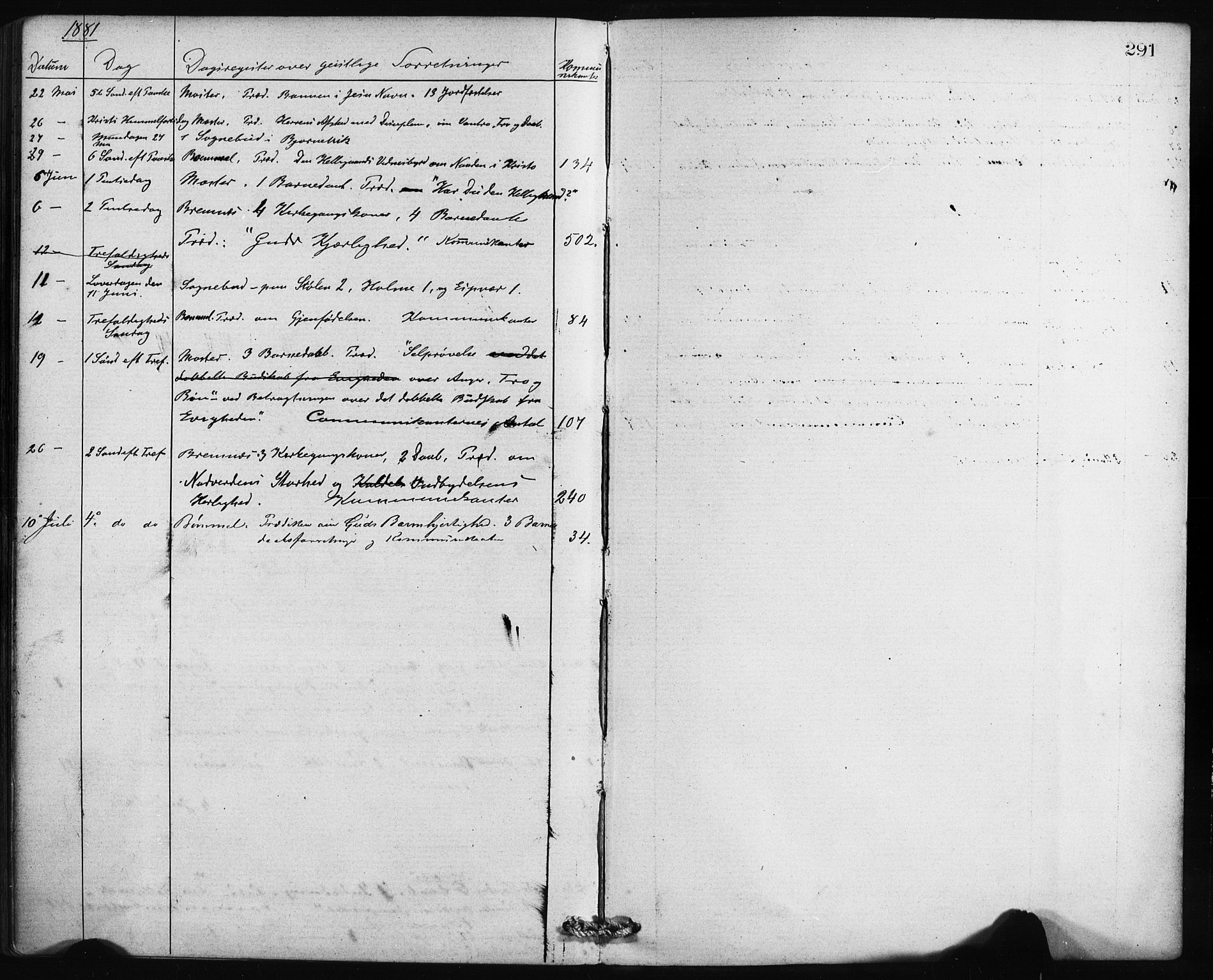 Finnås sokneprestembete, AV/SAB-A-99925/H/Ha/Haa/Haaa/L0009: Parish register (official) no. A 9, 1873-1881, p. 291