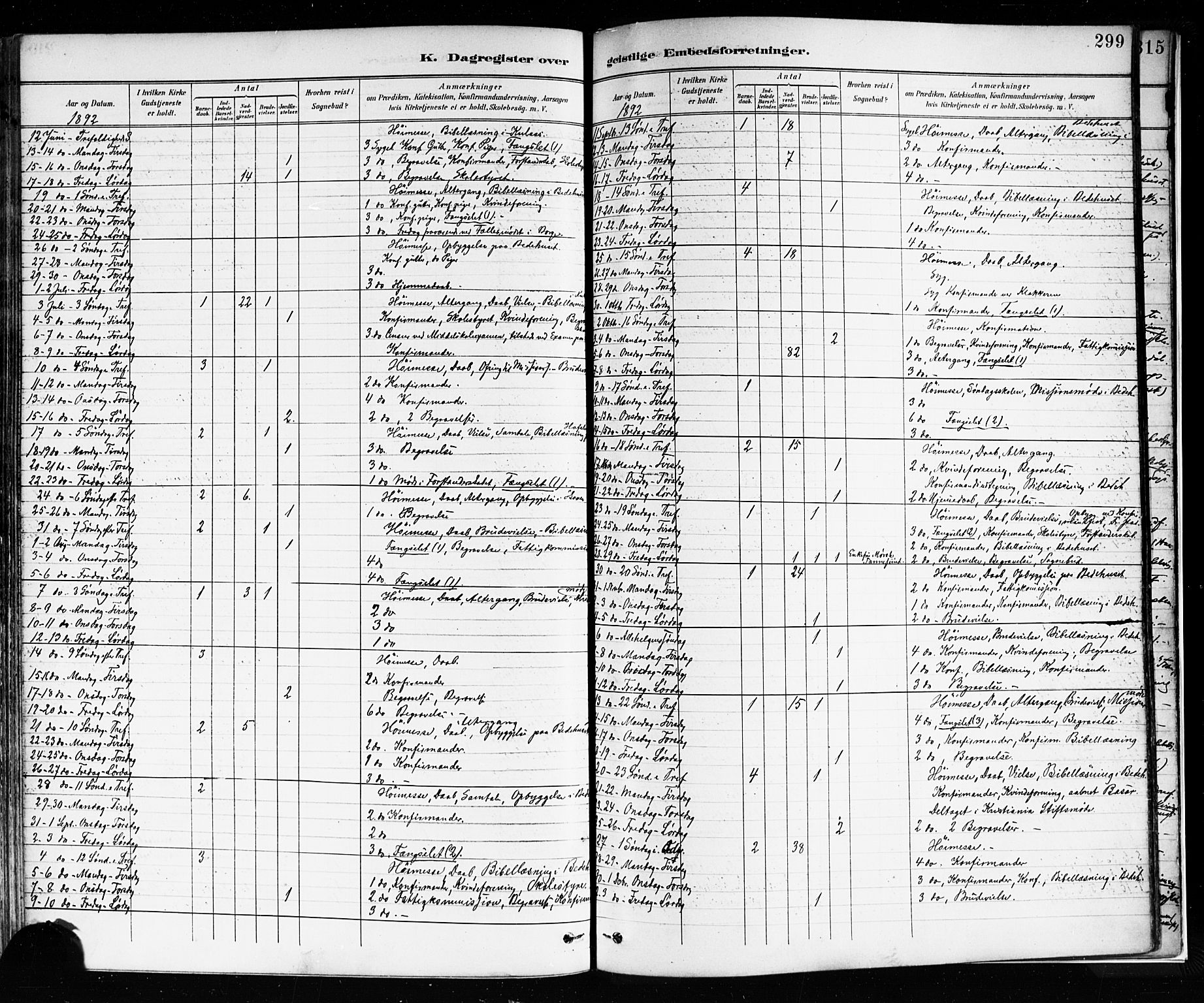 Sarpsborg prestekontor Kirkebøker, SAO/A-2006/F/Fa/L0004: Parish register (official) no. 4, 1892-1899, p. 299