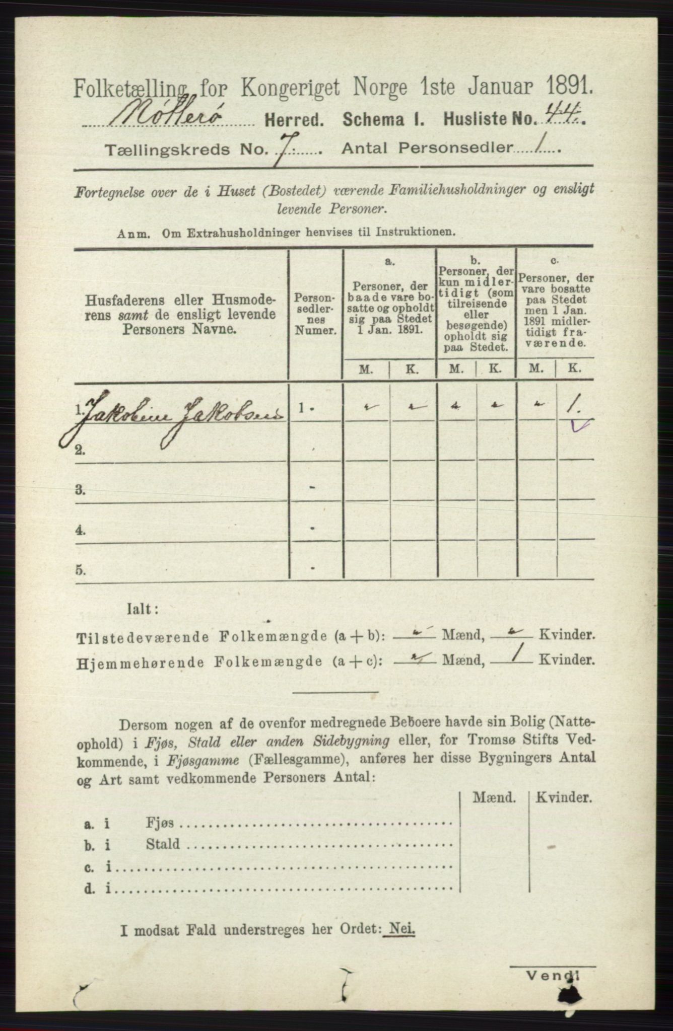 RA, 1891 census for 0722 Nøtterøy, 1891, p. 3466