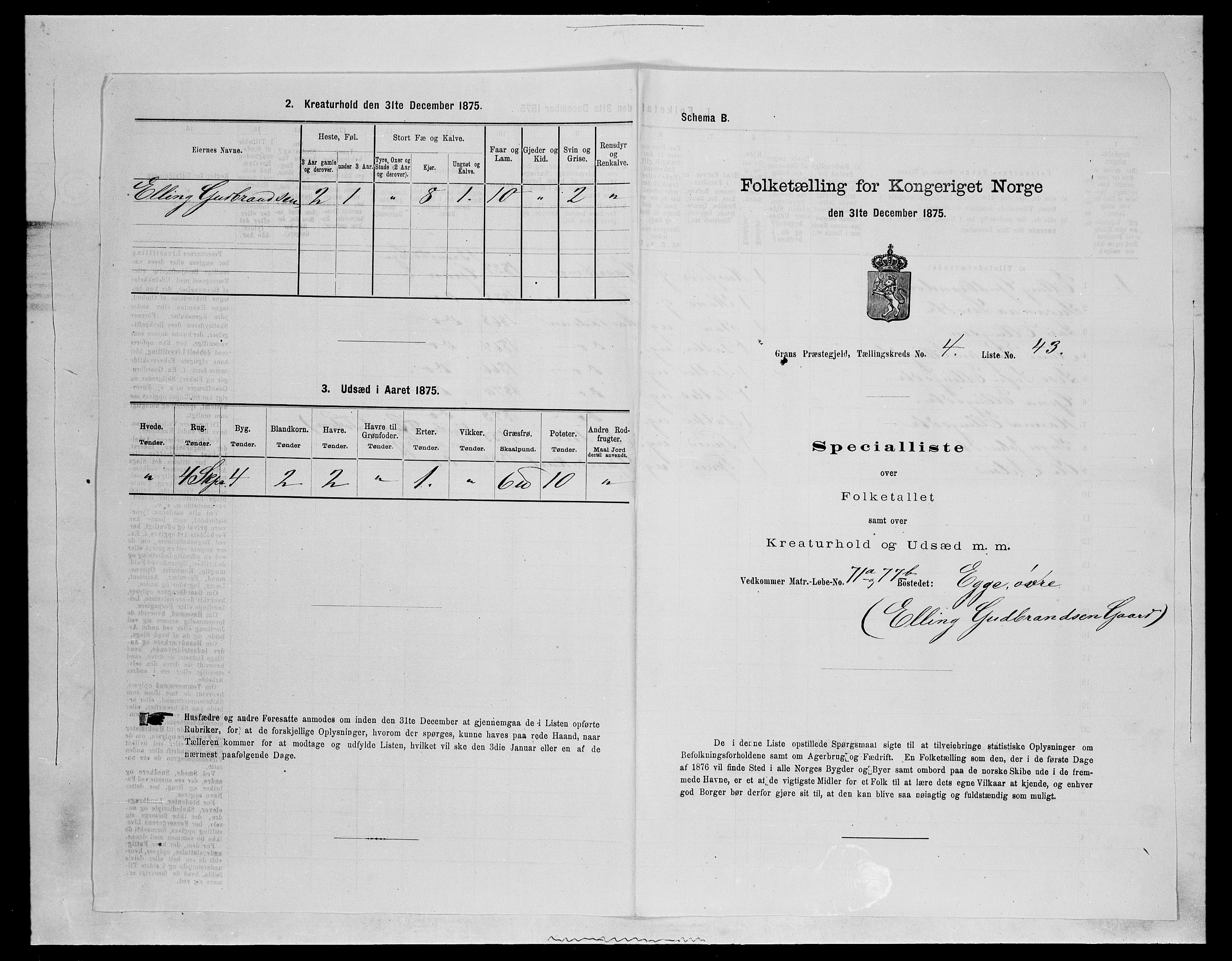 SAH, 1875 census for 0534P Gran, 1875, p. 634