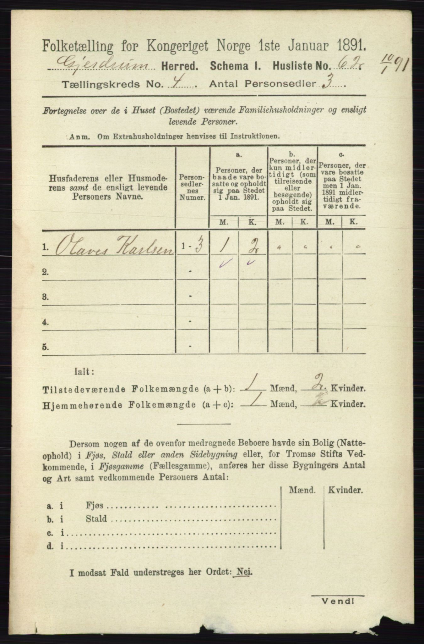 RA, 1891 census for 0234 Gjerdrum, 1891, p. 1811