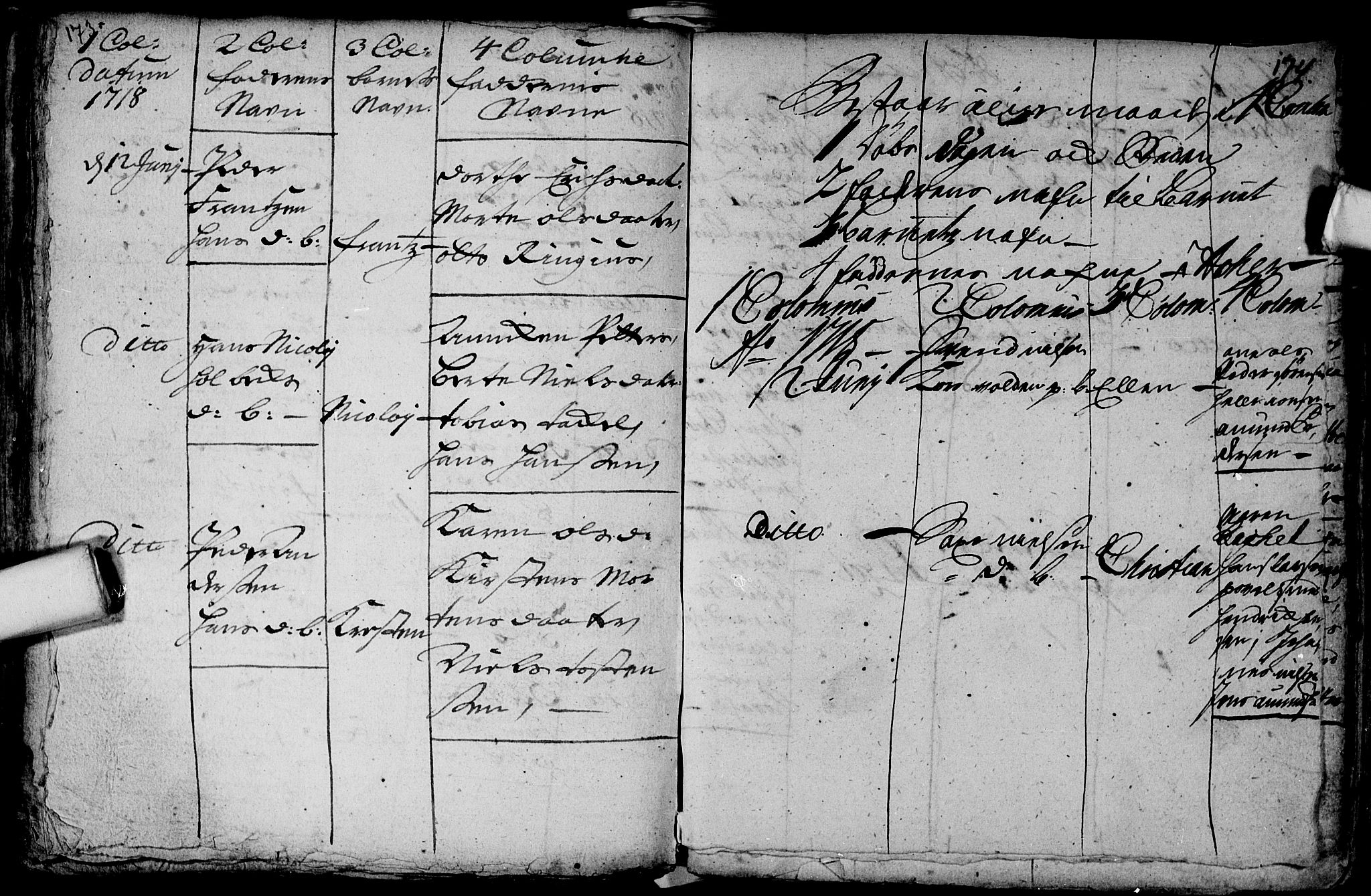 Aker prestekontor kirkebøker, AV/SAO-A-10861/F/L0002: Parish register (official) no. 2, 1714-1720, p. 173-174