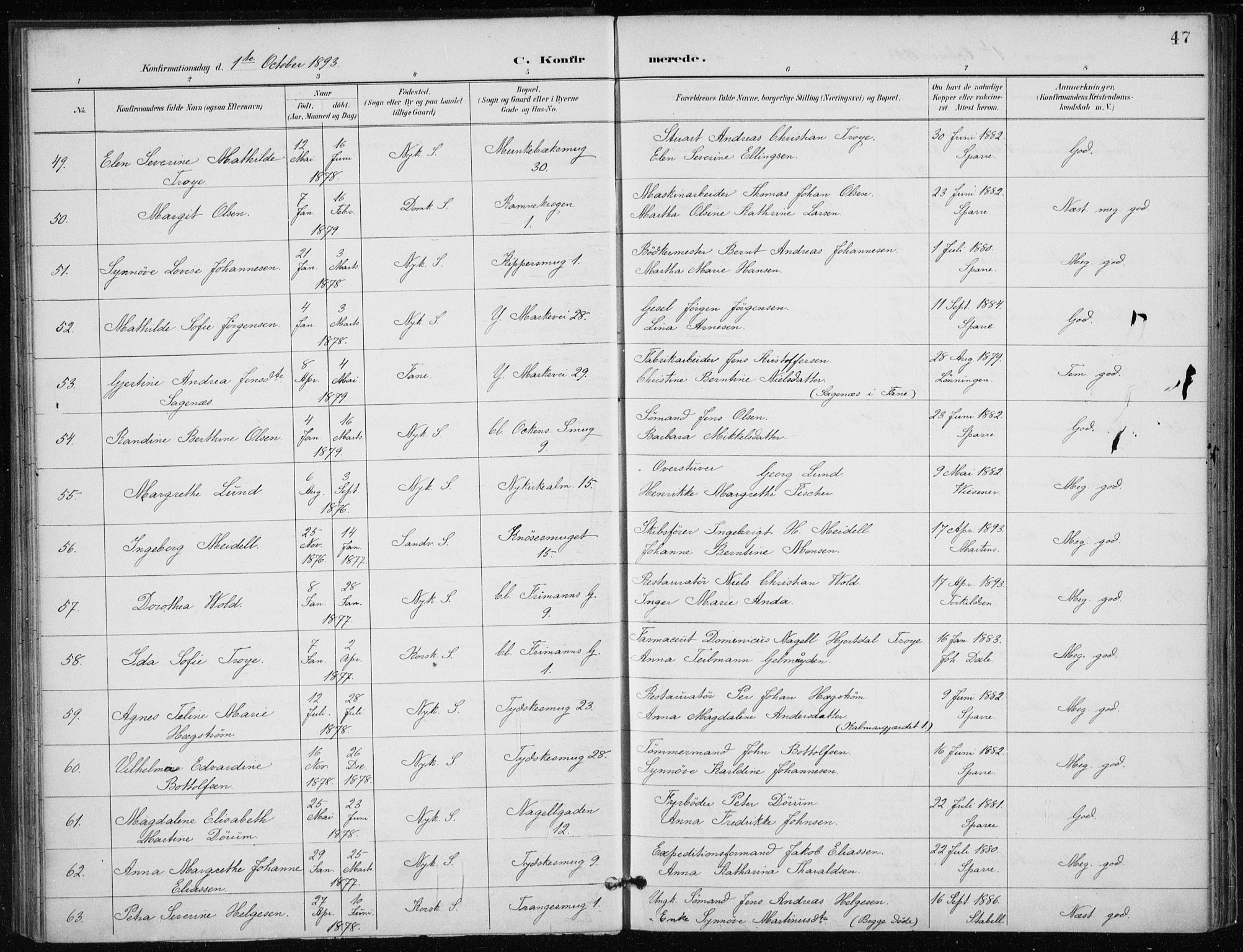 Nykirken Sokneprestembete, AV/SAB-A-77101/H/Haa/L0028: Parish register (official) no. C 7, 1887-1913, p. 47