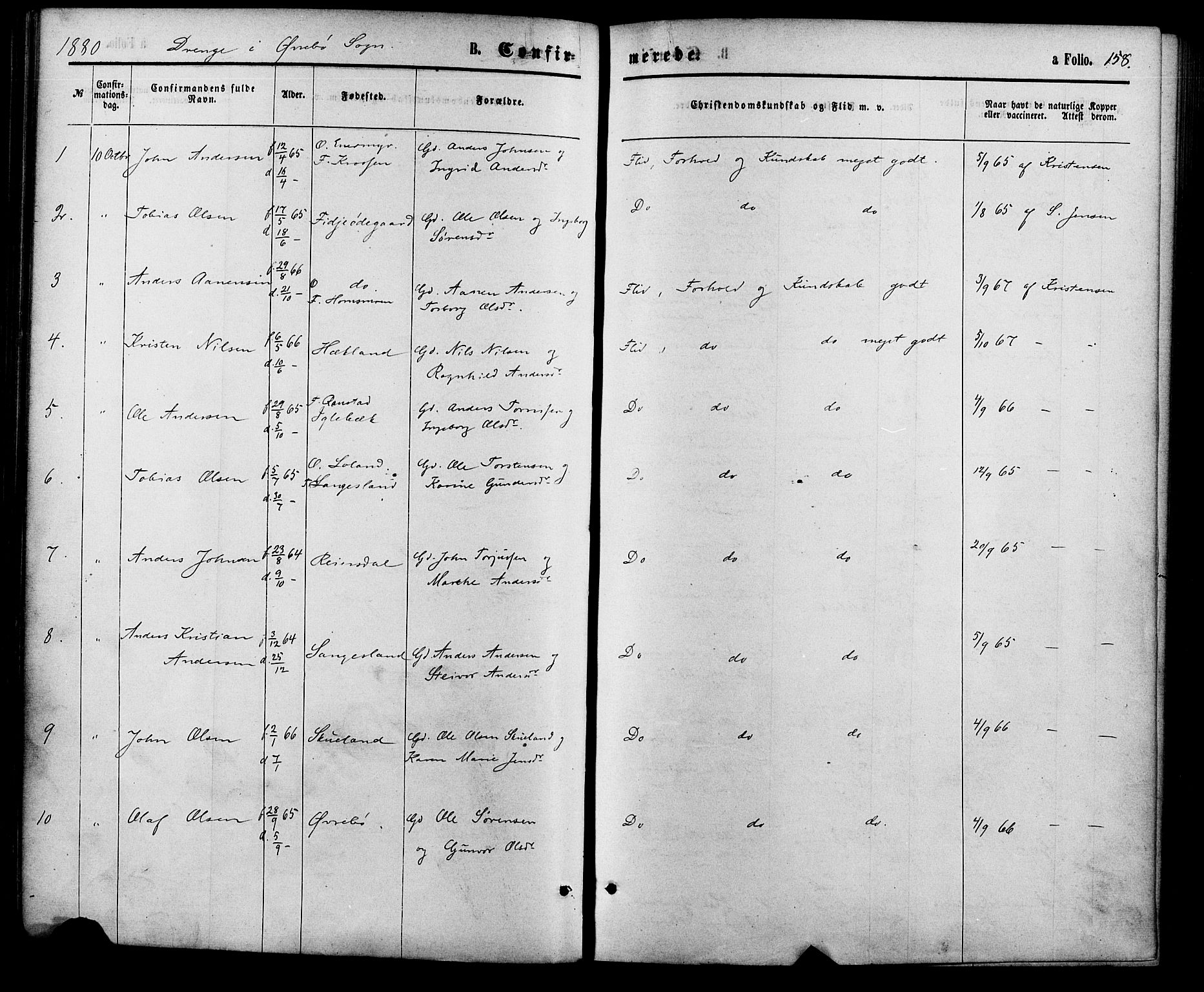 Vennesla sokneprestkontor, AV/SAK-1111-0045/Fa/Fac/L0008: Parish register (official) no. A 8, 1874-1883, p. 158