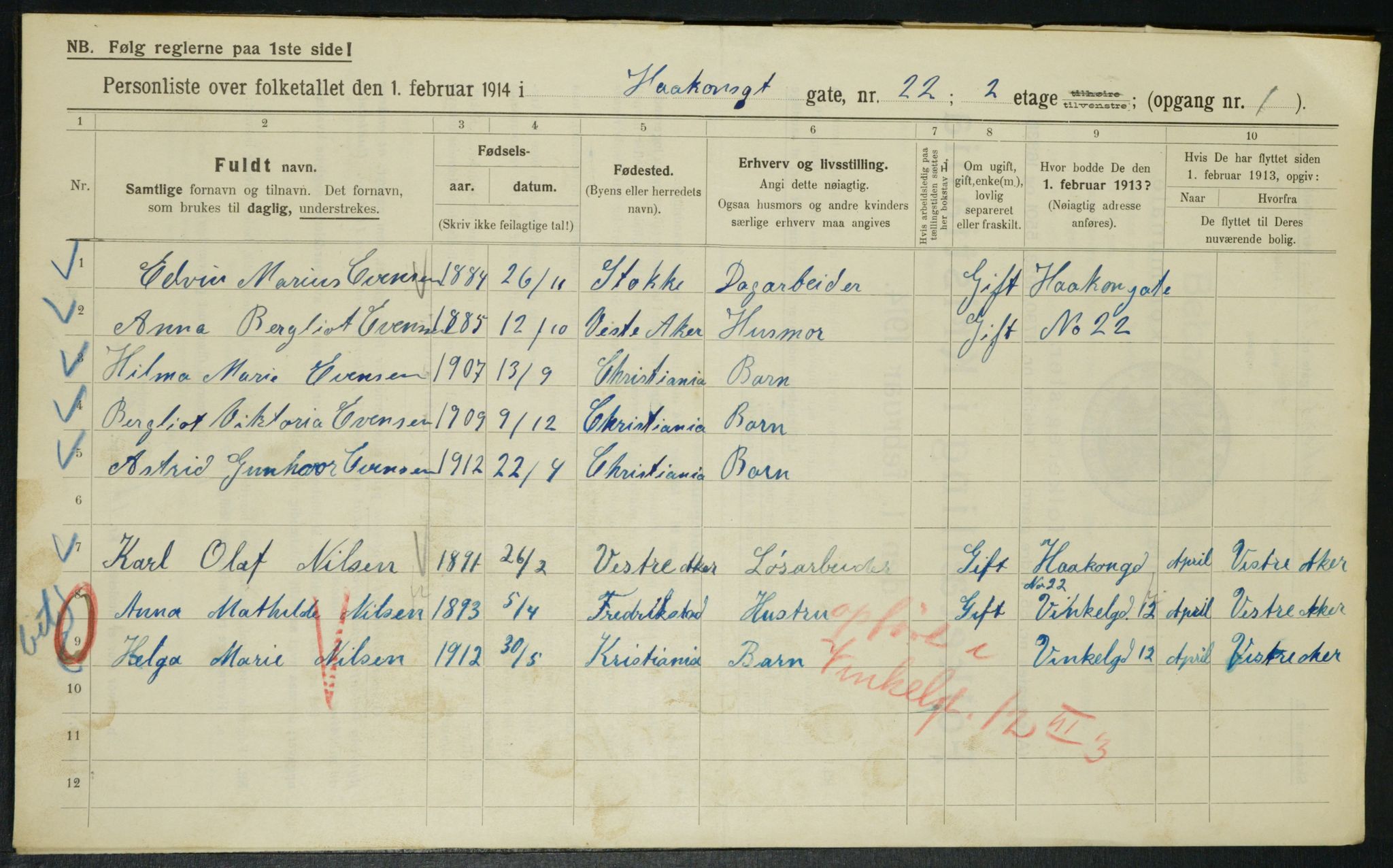 OBA, Municipal Census 1914 for Kristiania, 1914, p. 43180