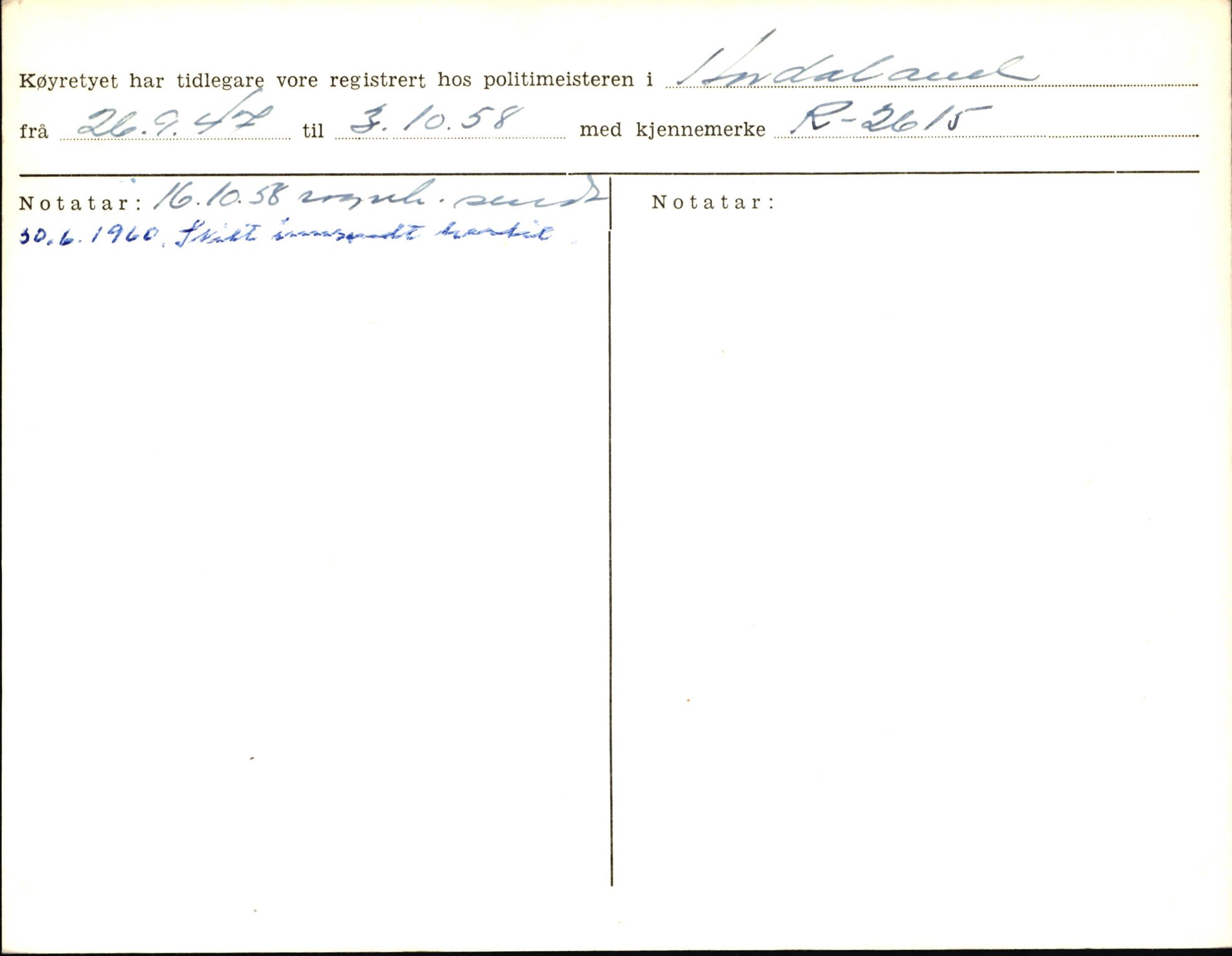 Statens vegvesen, Sogn og Fjordane vegkontor, AV/SAB-A-5301/4/F/L0006: Registerkort utmeldte Fjordane S8300-9500, 1930-1961, p. 115