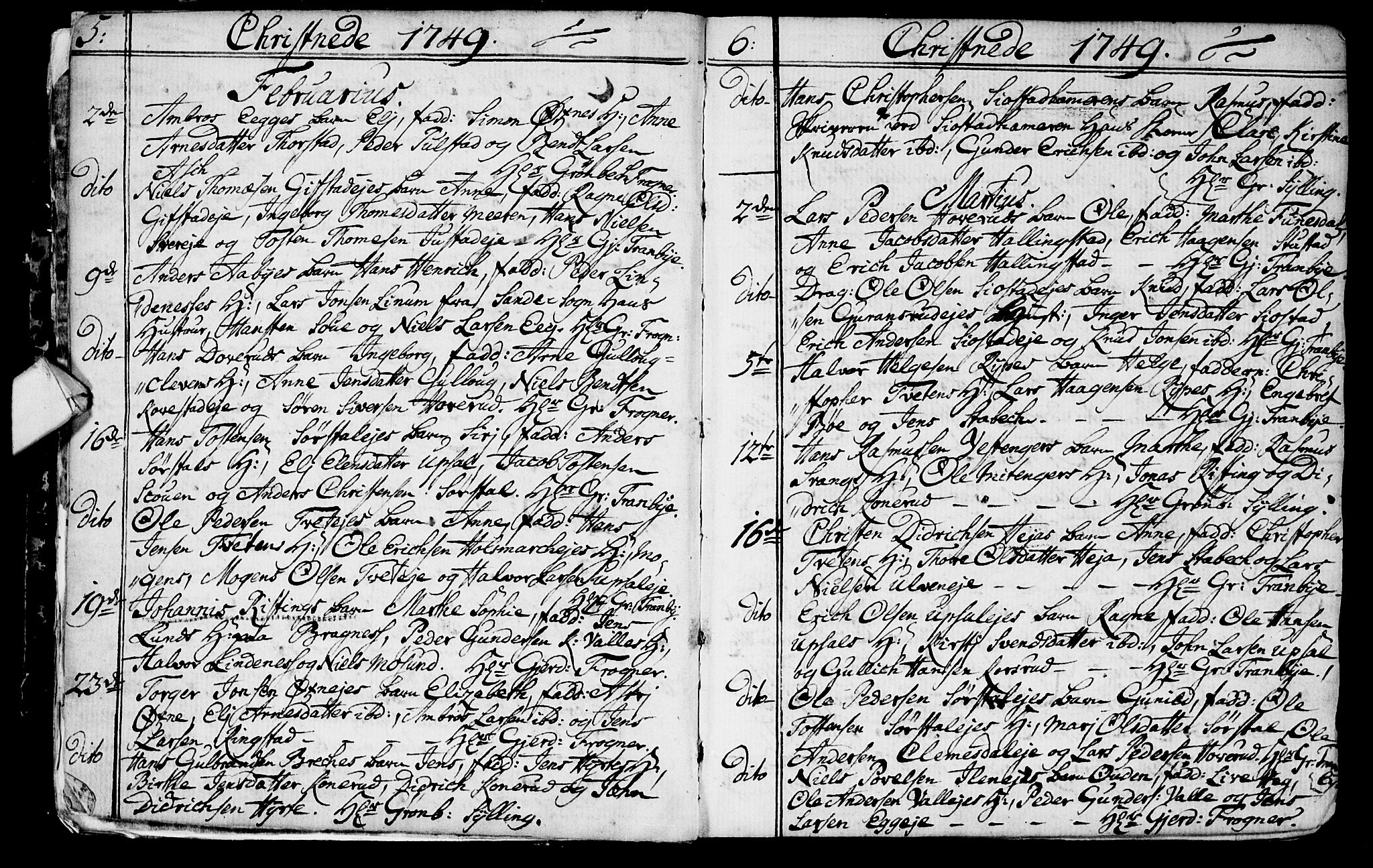 Lier kirkebøker, AV/SAKO-A-230/F/Fa/L0004: Parish register (official) no. I 4, 1749-1764, p. 5-6