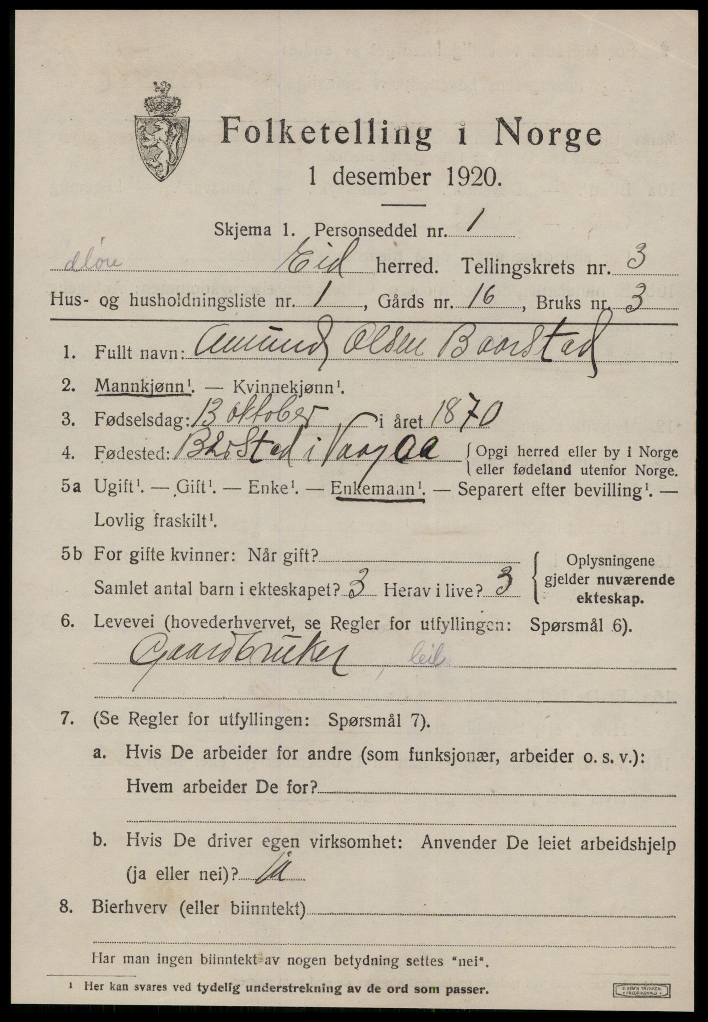 SAT, 1920 census for Eid, 1920, p. 723