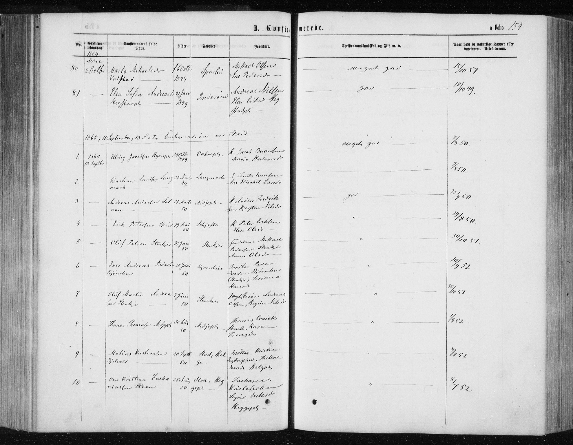 Ministerialprotokoller, klokkerbøker og fødselsregistre - Nord-Trøndelag, SAT/A-1458/735/L0345: Parish register (official) no. 735A08 /1, 1863-1872, p. 154