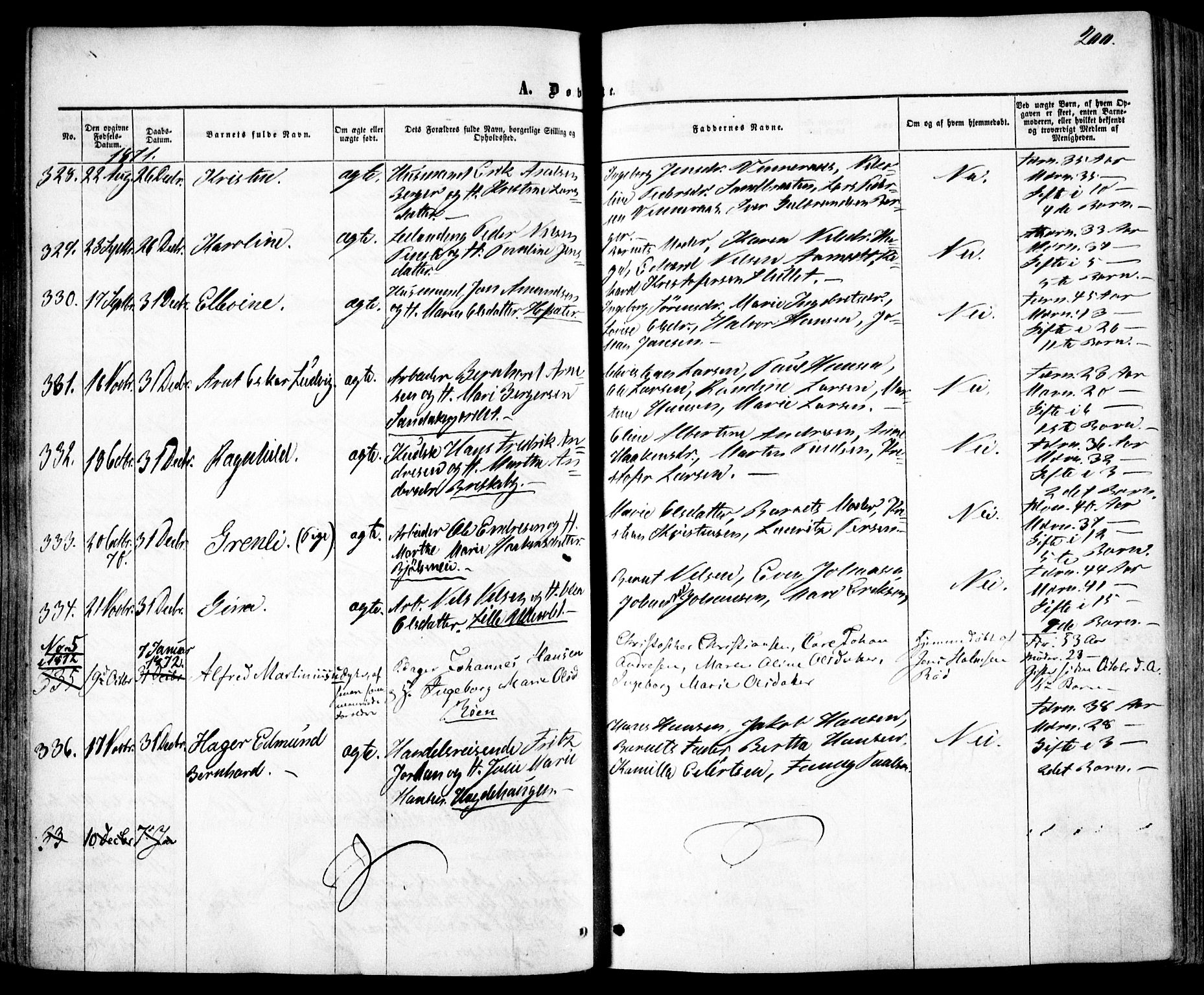 Vestre Aker prestekontor Kirkebøker, AV/SAO-A-10025/F/Fa/L0004: Parish register (official) no. 4, 1857-1877, p. 200