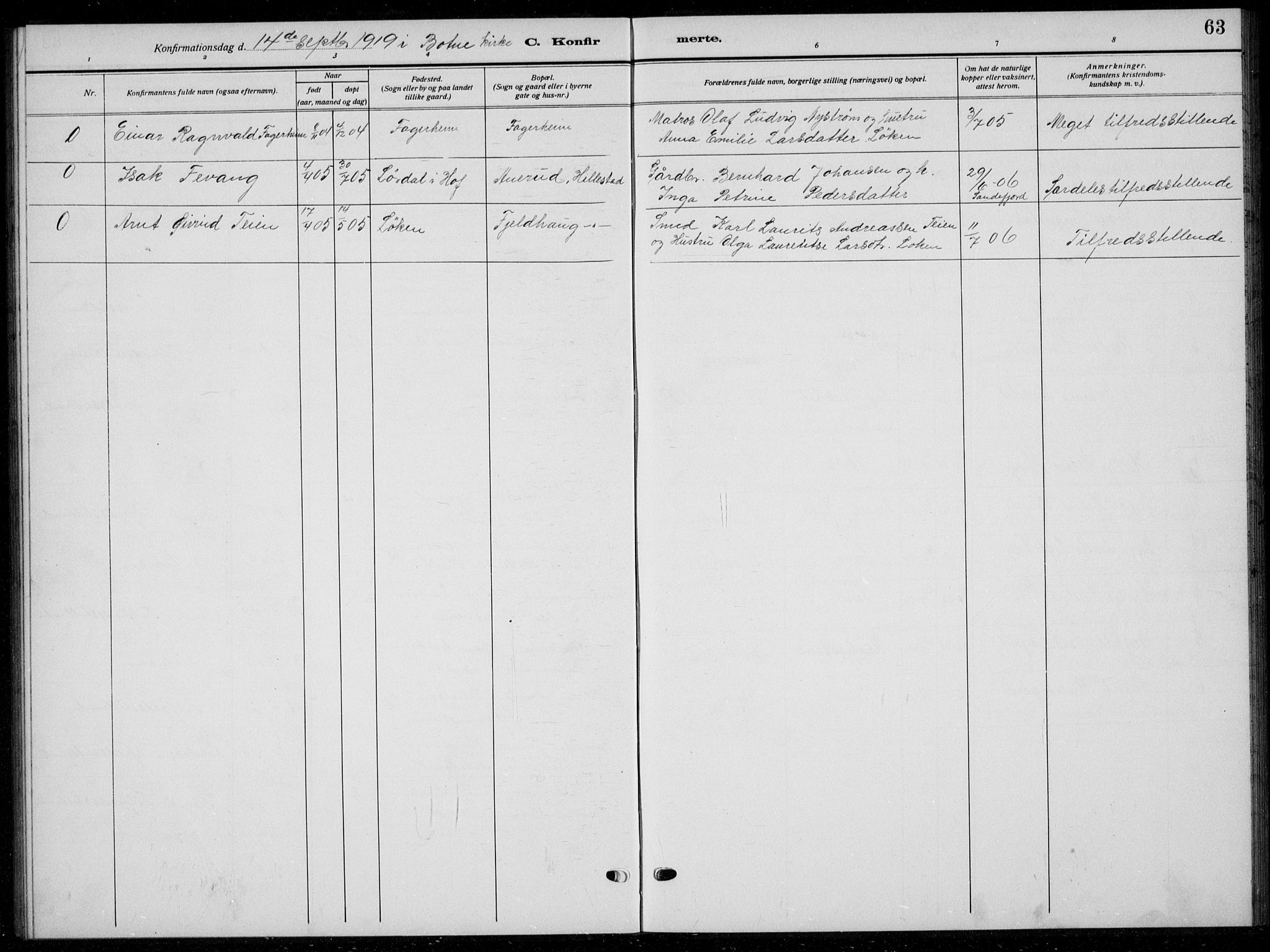 Botne kirkebøker, AV/SAKO-A-340/G/Gb/L0005: Parish register (copy) no. II 5, 1918-1936, p. 63