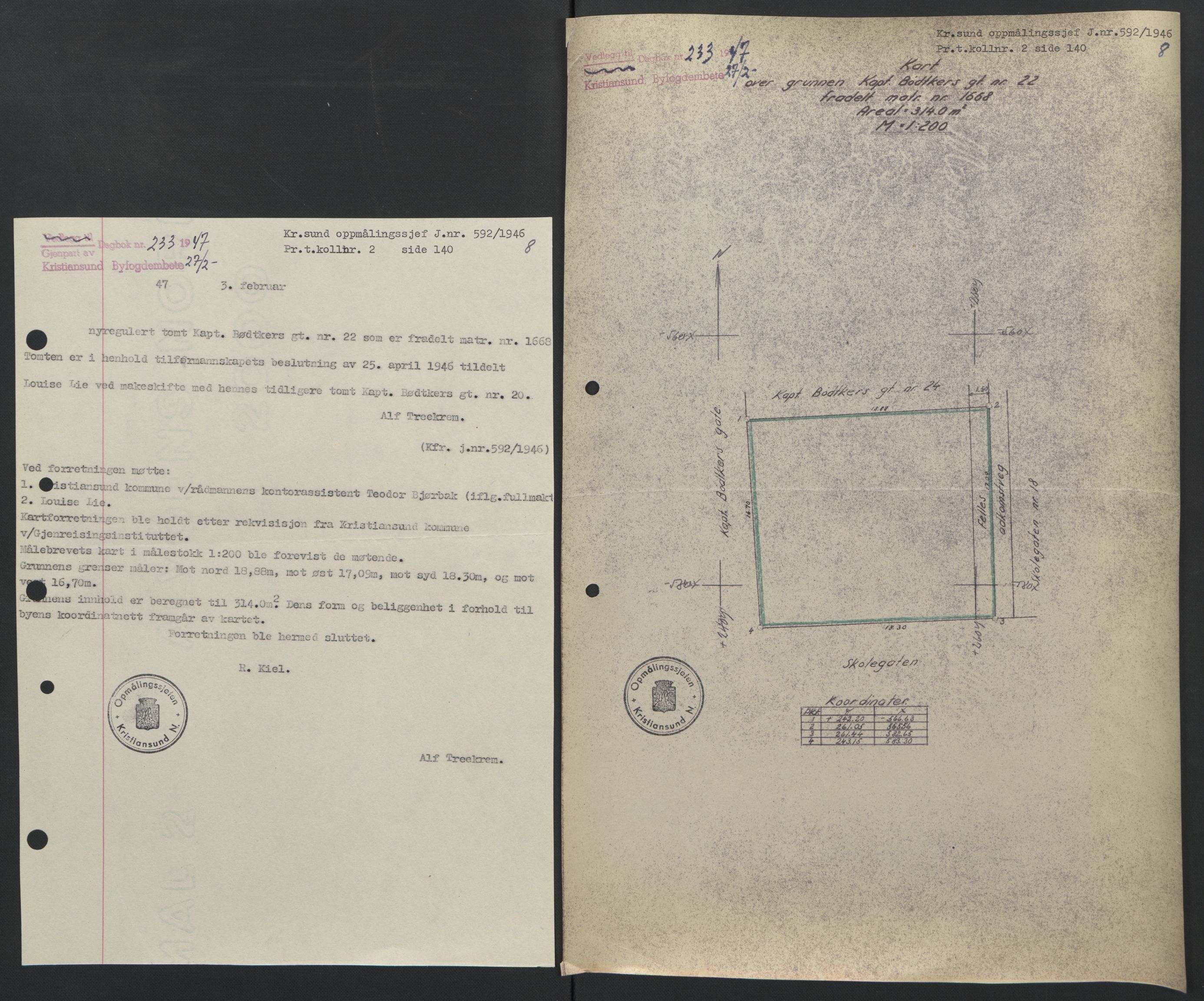 Kristiansund byfogd, AV/SAT-A-4587/A/27: Mortgage book no. 42, 1947-1950, Diary no: : 233/1947