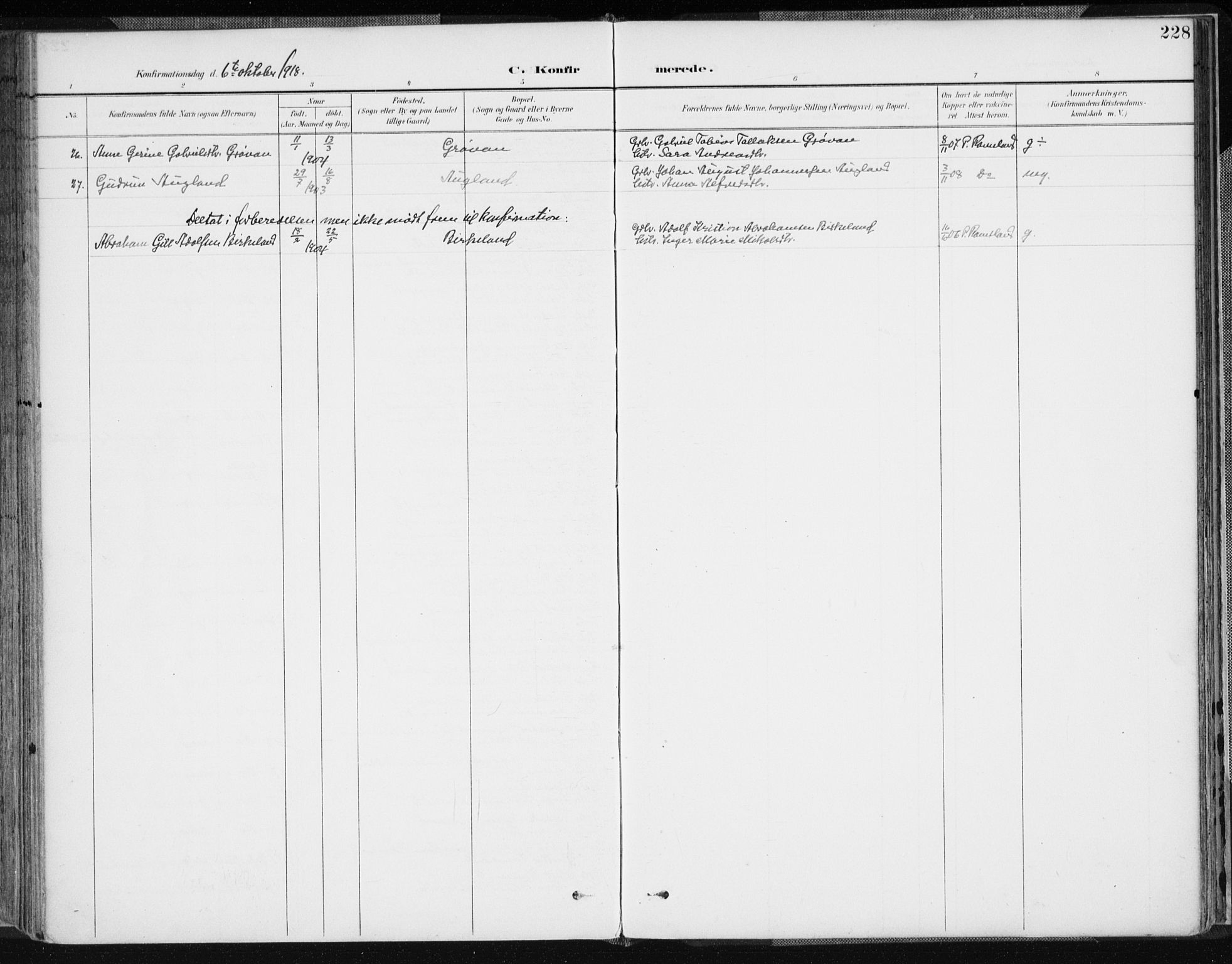 Lyngdal sokneprestkontor, AV/SAK-1111-0029/F/Fa/Fac/L0012: Parish register (official) no. A 12, 1894-1918, p. 228