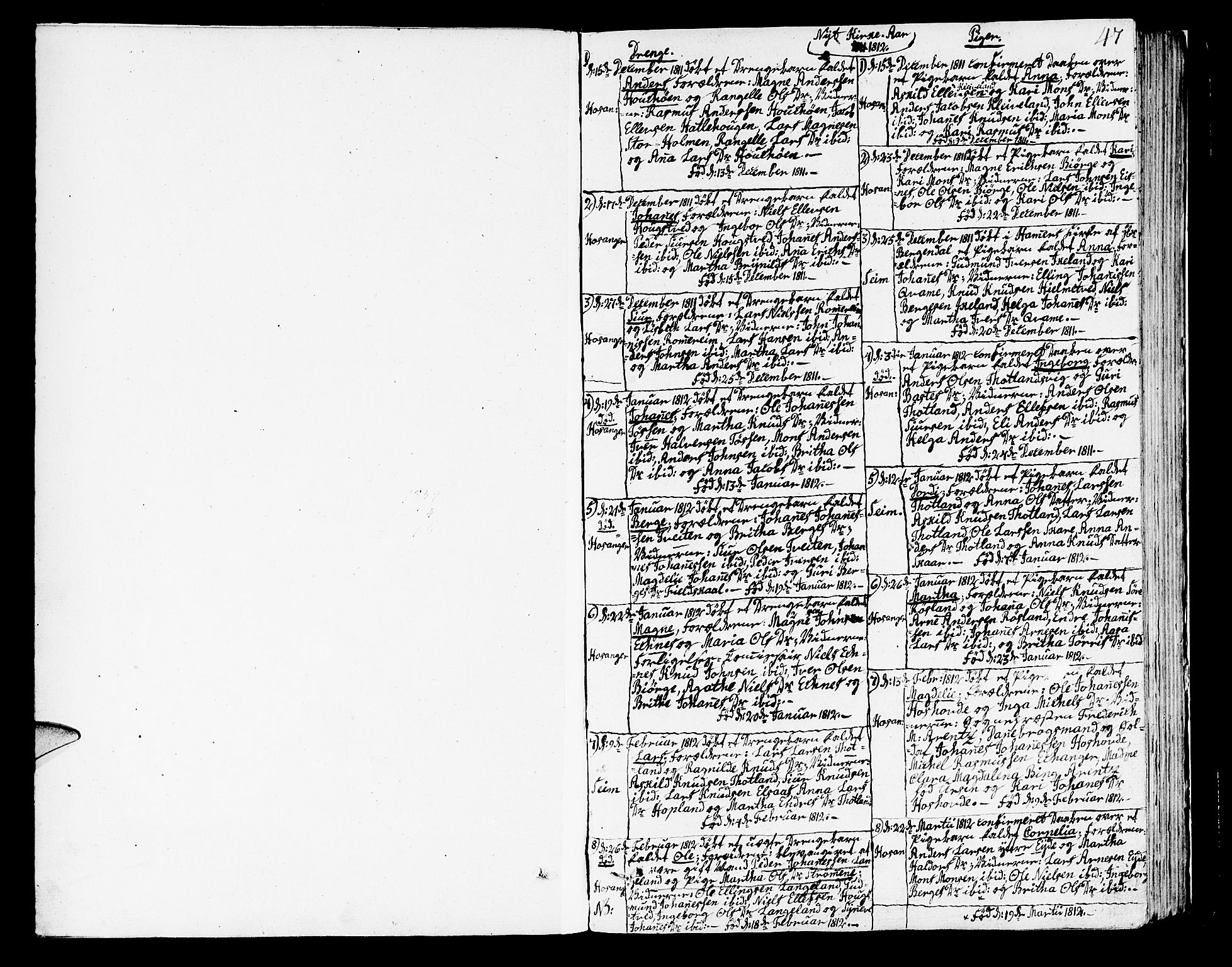 Hosanger sokneprestembete, SAB/A-75801/H/Haa: Parish register (official) no. A 4, 1811-1821, p. 47