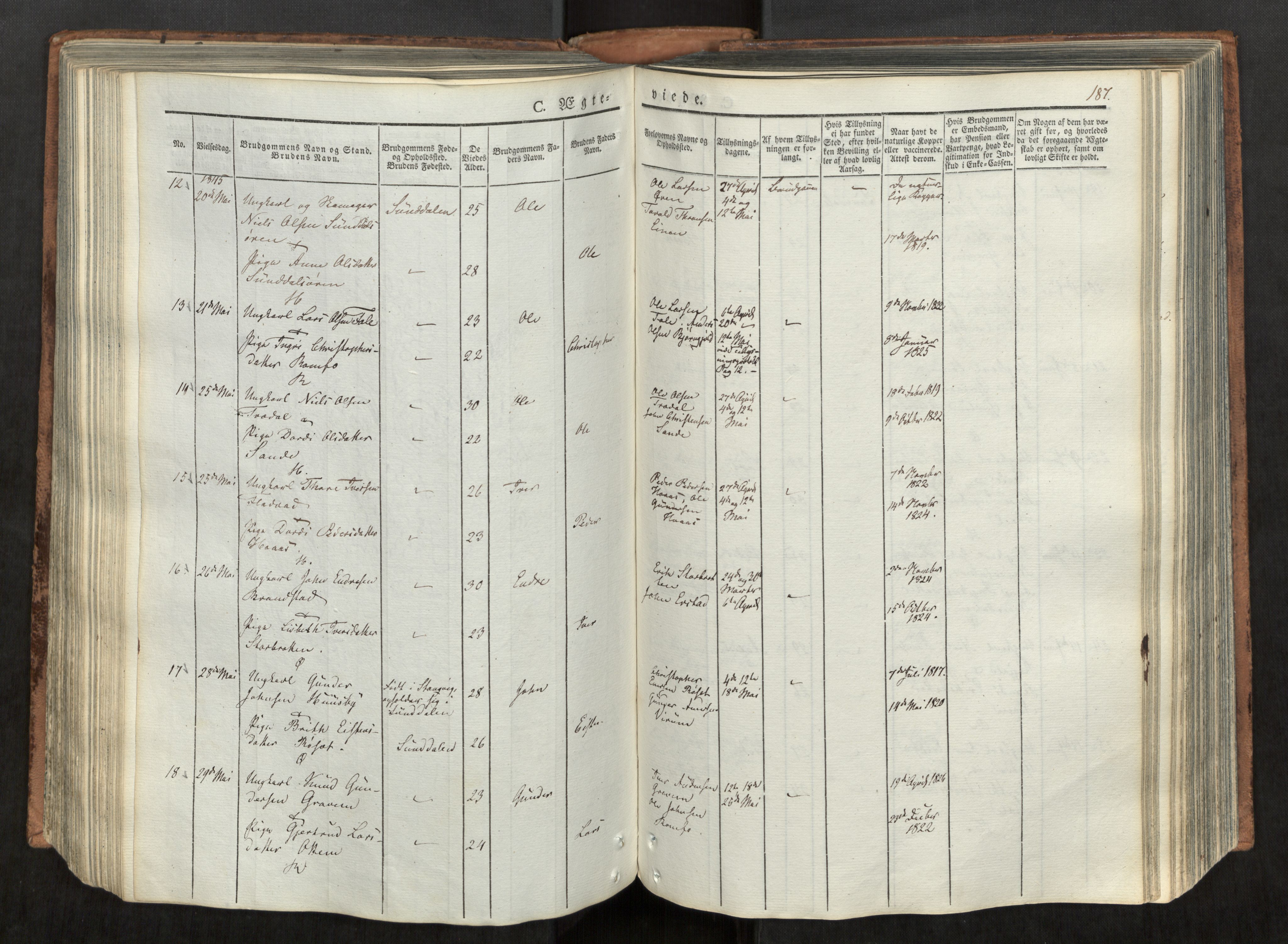 Ministerialprotokoller, klokkerbøker og fødselsregistre - Møre og Romsdal, SAT/A-1454/590/L1012: Parish register (official) no. 590A04, 1832-1846, p. 187
