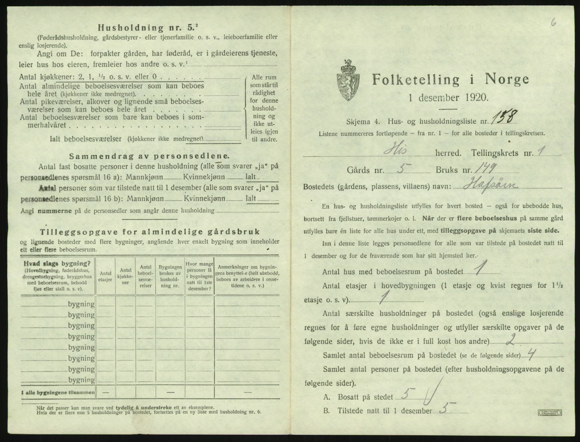 SAK, 1920 census for Hisøy, 1920, p. 346