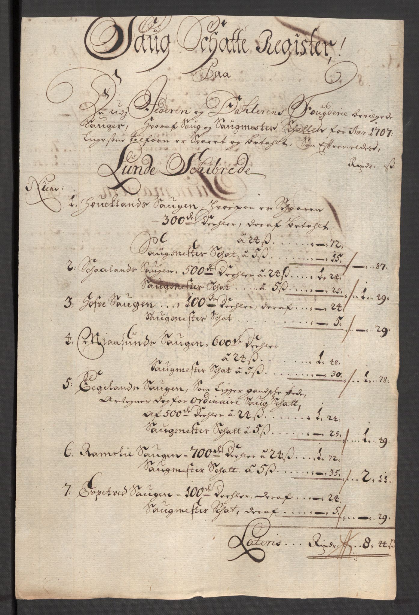 Rentekammeret inntil 1814, Reviderte regnskaper, Fogderegnskap, RA/EA-4092/R46/L2733: Fogderegnskap Jæren og Dalane, 1705-1708, p. 283