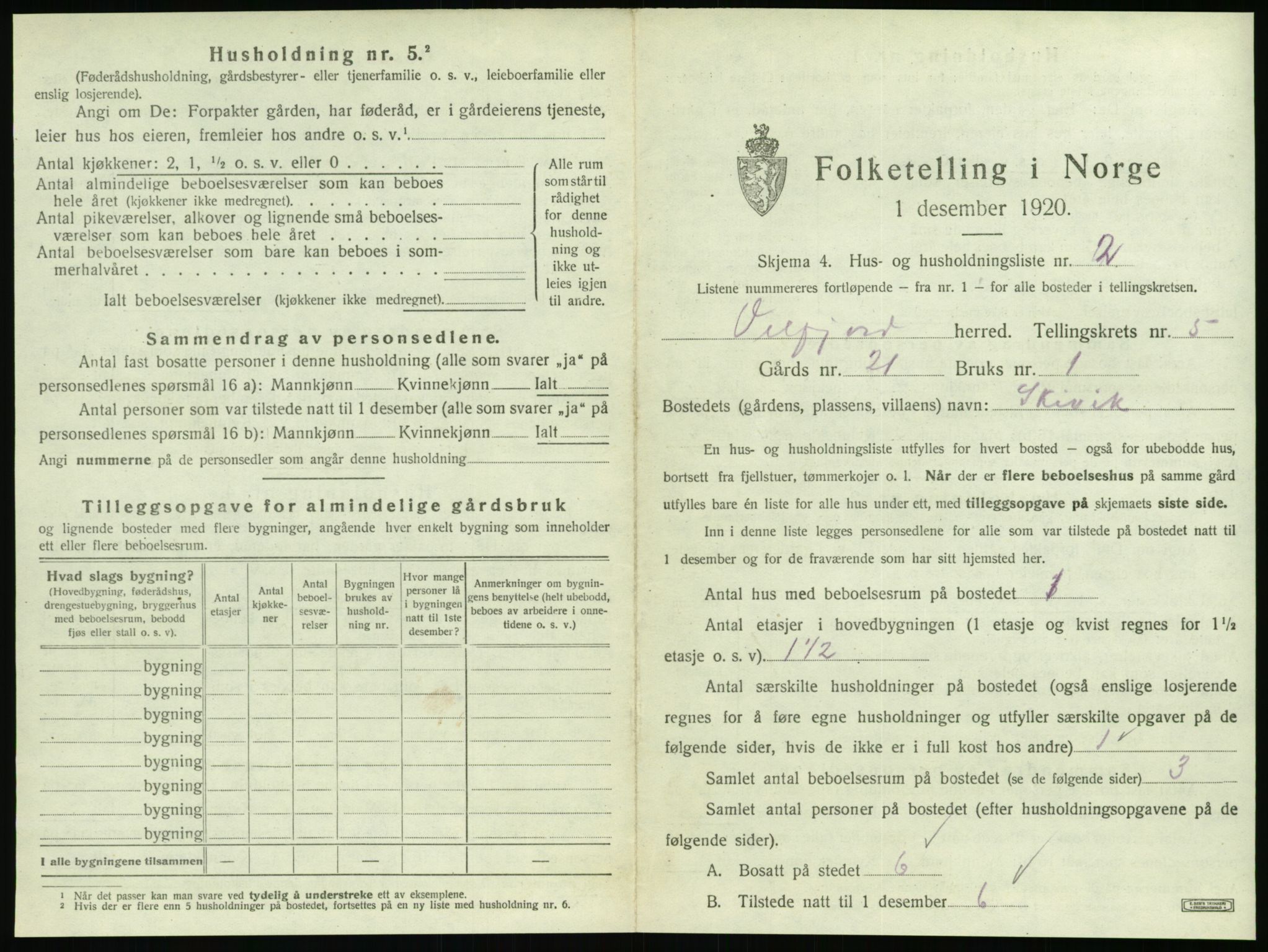 SAT, 1920 census for Velfjord, 1920, p. 473