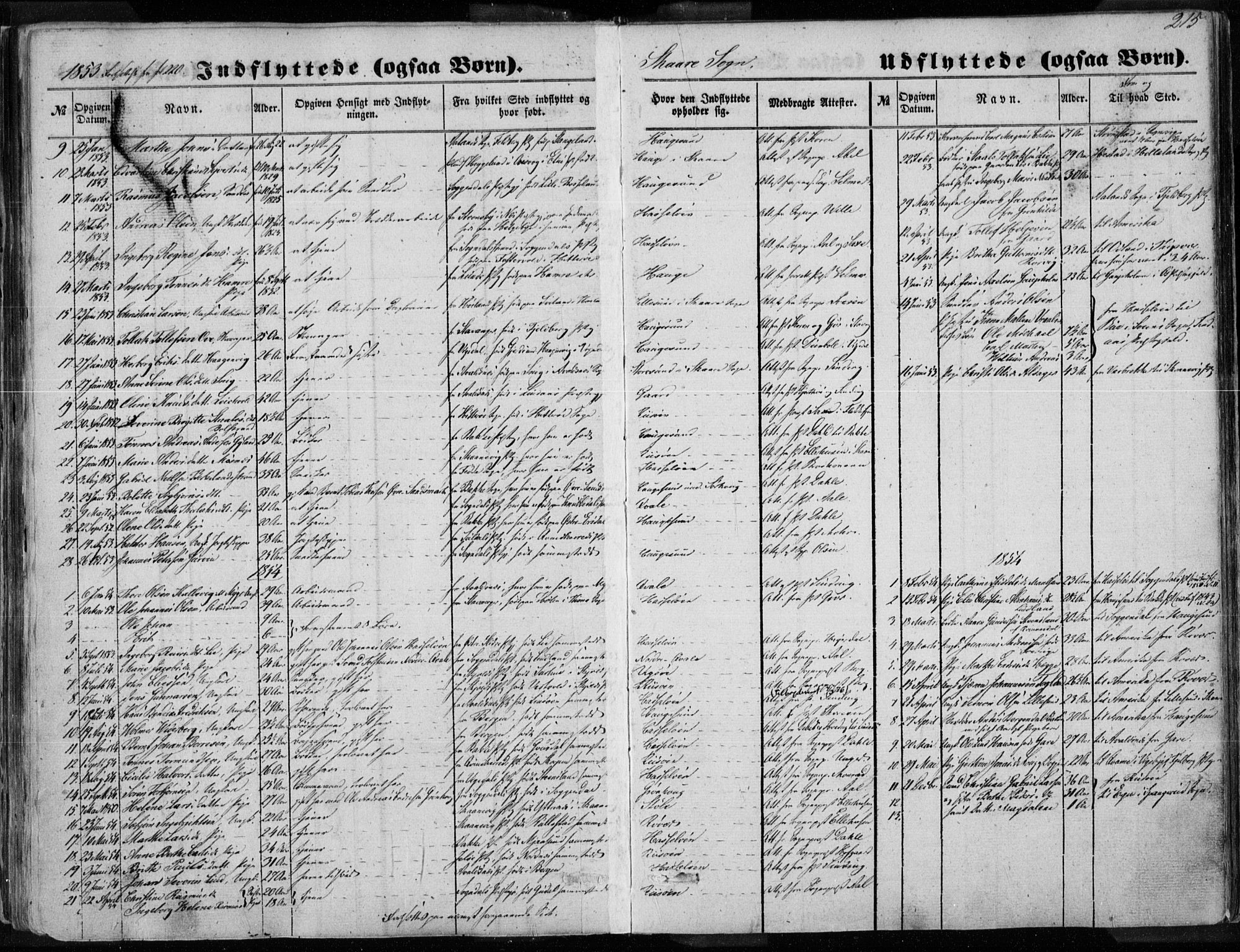 Torvastad sokneprestkontor, AV/SAST-A -101857/H/Ha/Haa/L0009: Parish register (official) no. A 9, 1847-1856, p. 215