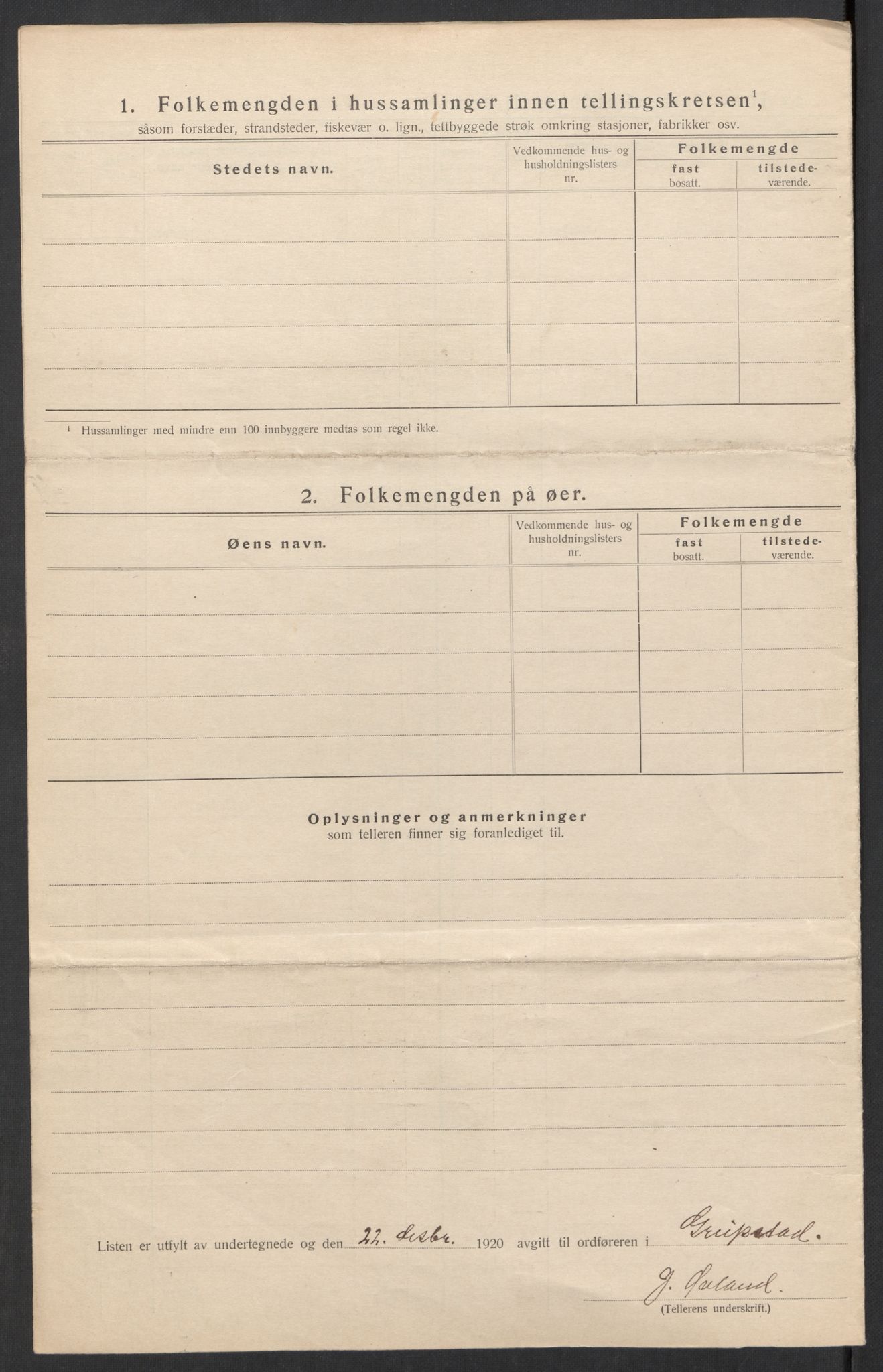 SAK, 1920 census for Greipstad, 1920, p. 26