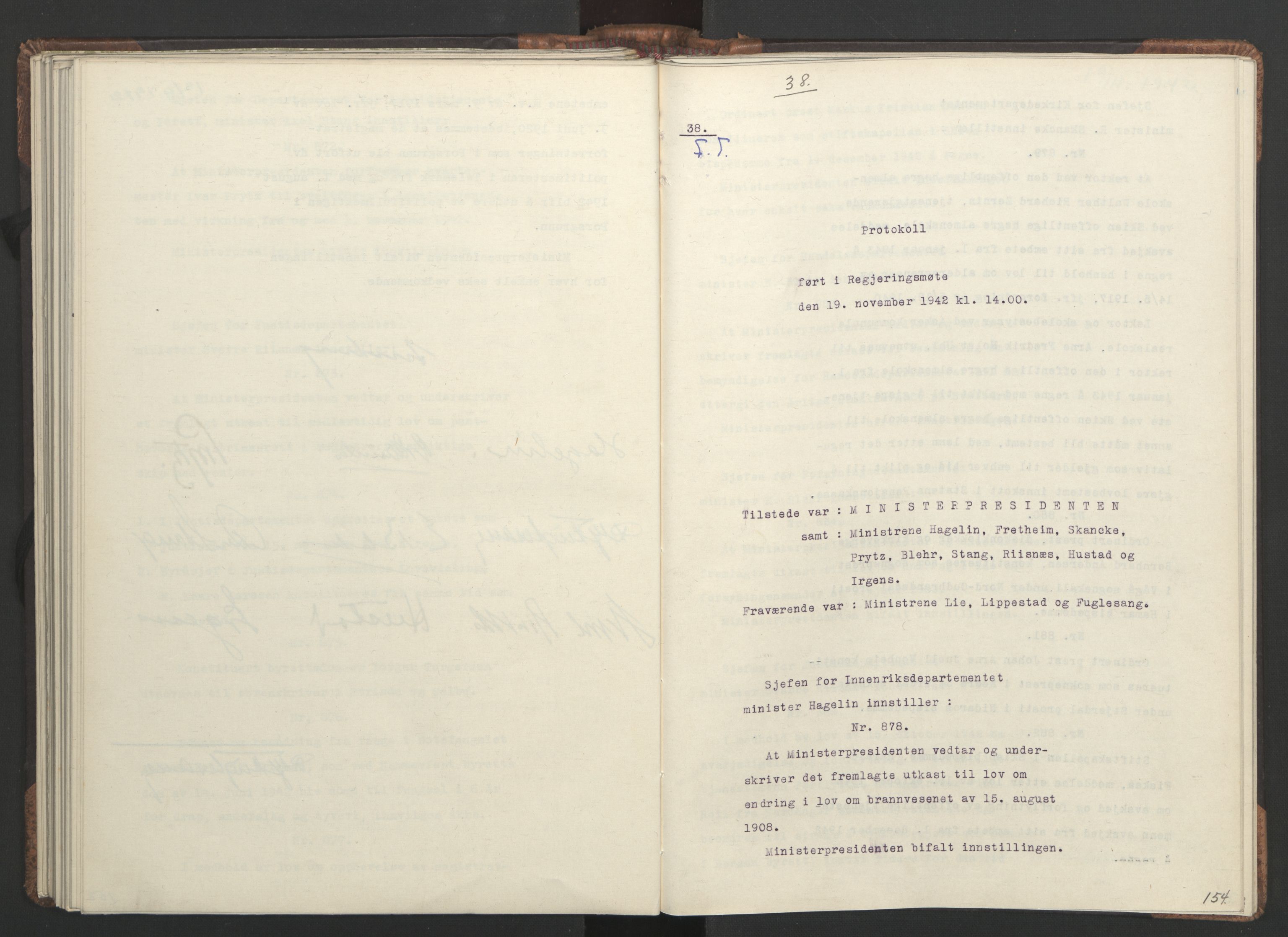 NS-administrasjonen 1940-1945 (Statsrådsekretariatet, de kommisariske statsråder mm), RA/S-4279/D/Da/L0001: Beslutninger og tillegg (1-952 og 1-32), 1942, p. 157