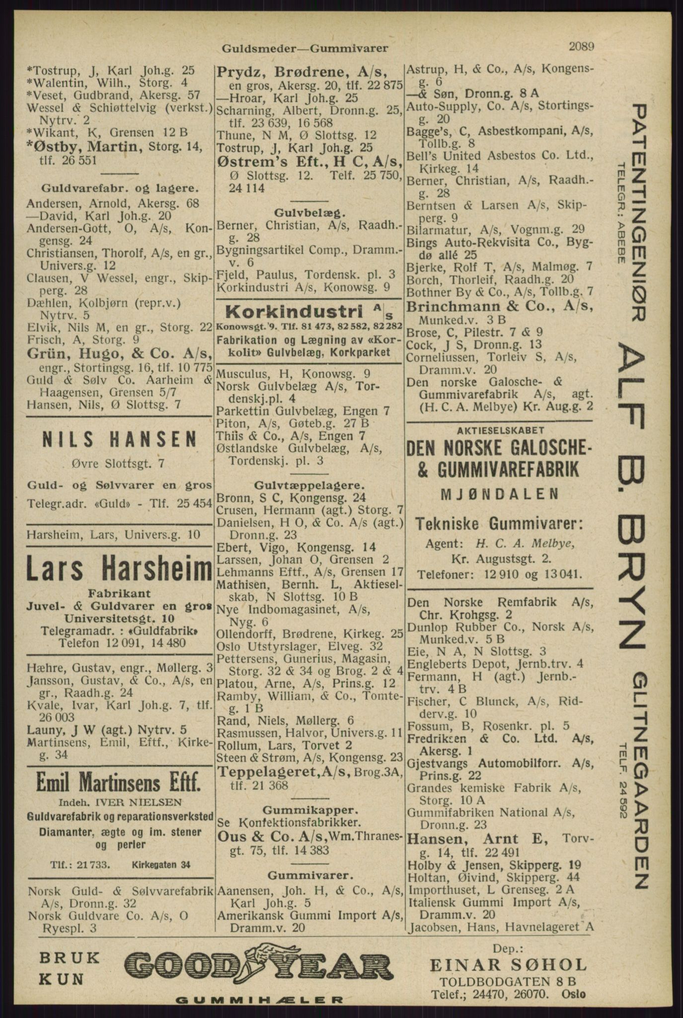 Kristiania/Oslo adressebok, PUBL/-, 1929, p. 2089