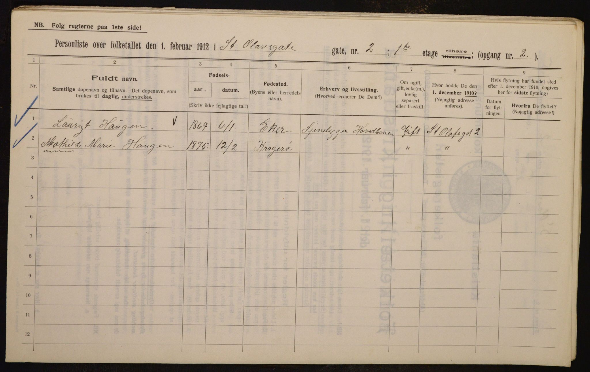 OBA, Municipal Census 1912 for Kristiania, 1912, p. 88196