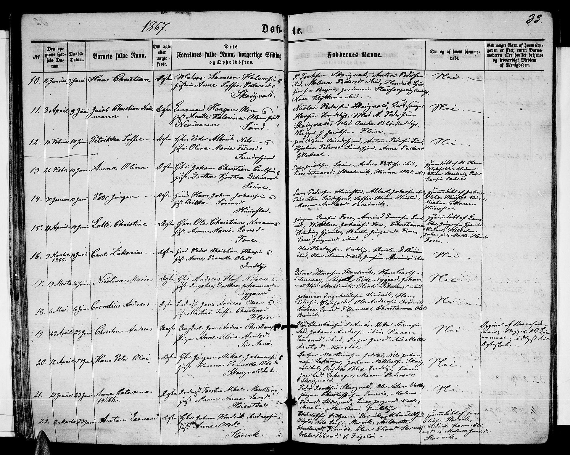 Ministerialprotokoller, klokkerbøker og fødselsregistre - Nordland, AV/SAT-A-1459/805/L0107: Parish register (copy) no. 805C03, 1862-1885, p. 33