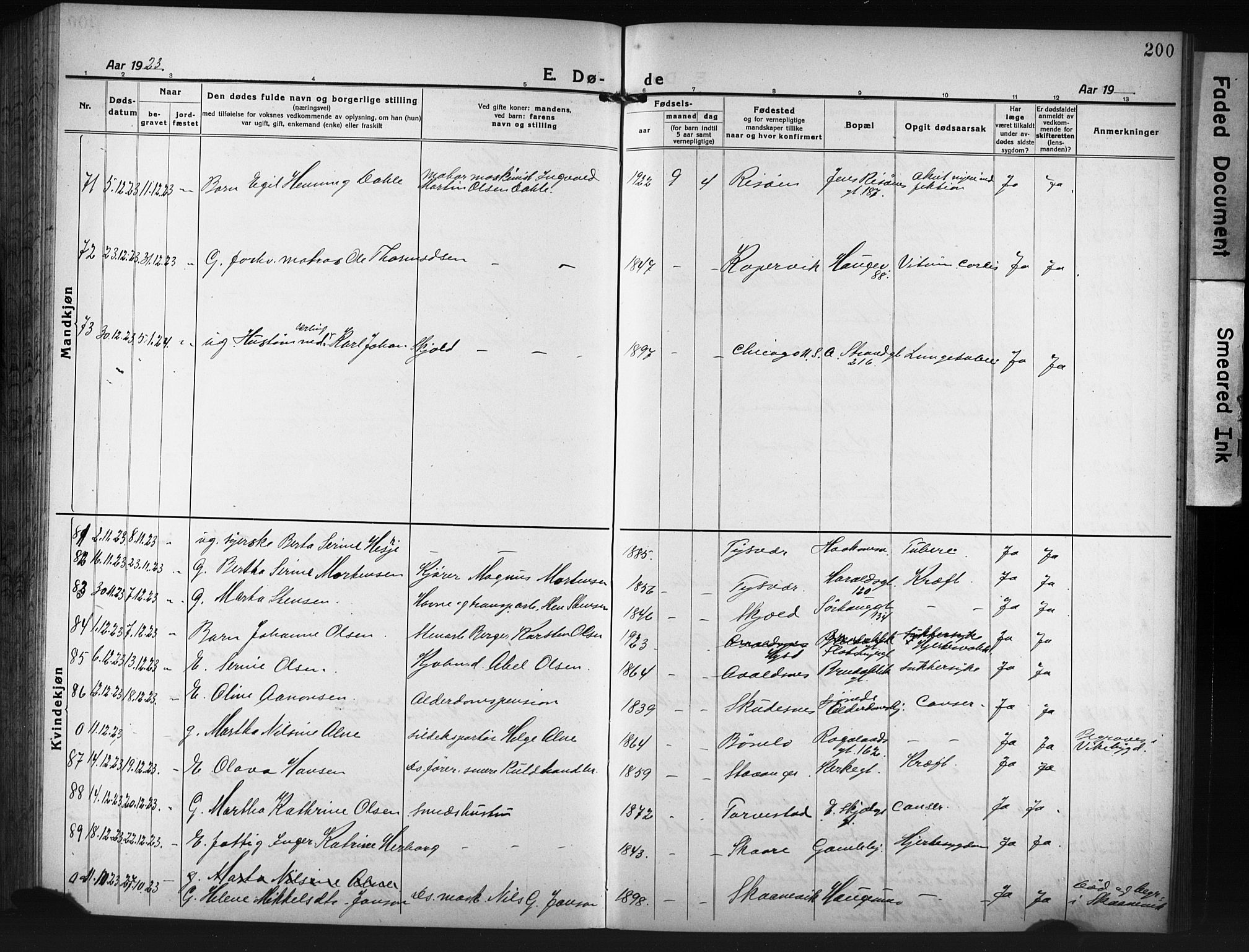 Haugesund sokneprestkontor, AV/SAST-A -101863/H/Ha/Hab/L0010: Parish register (copy) no. B 10, 1920-1931, p. 200