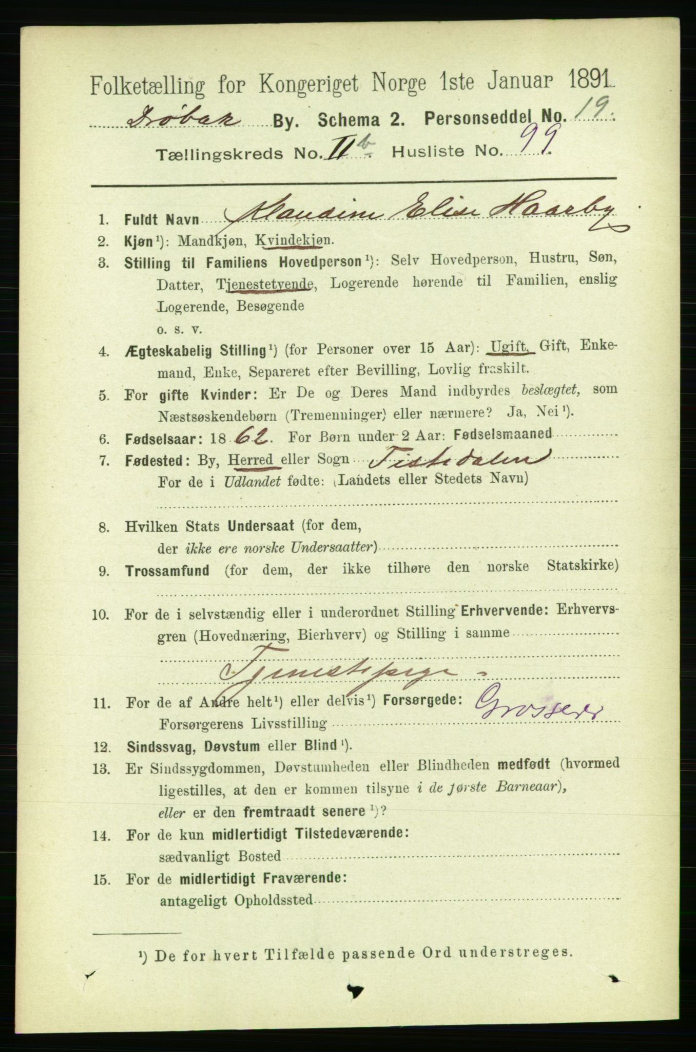 RA, 1891 census for 0203 Drøbak, 1891, p. 1878