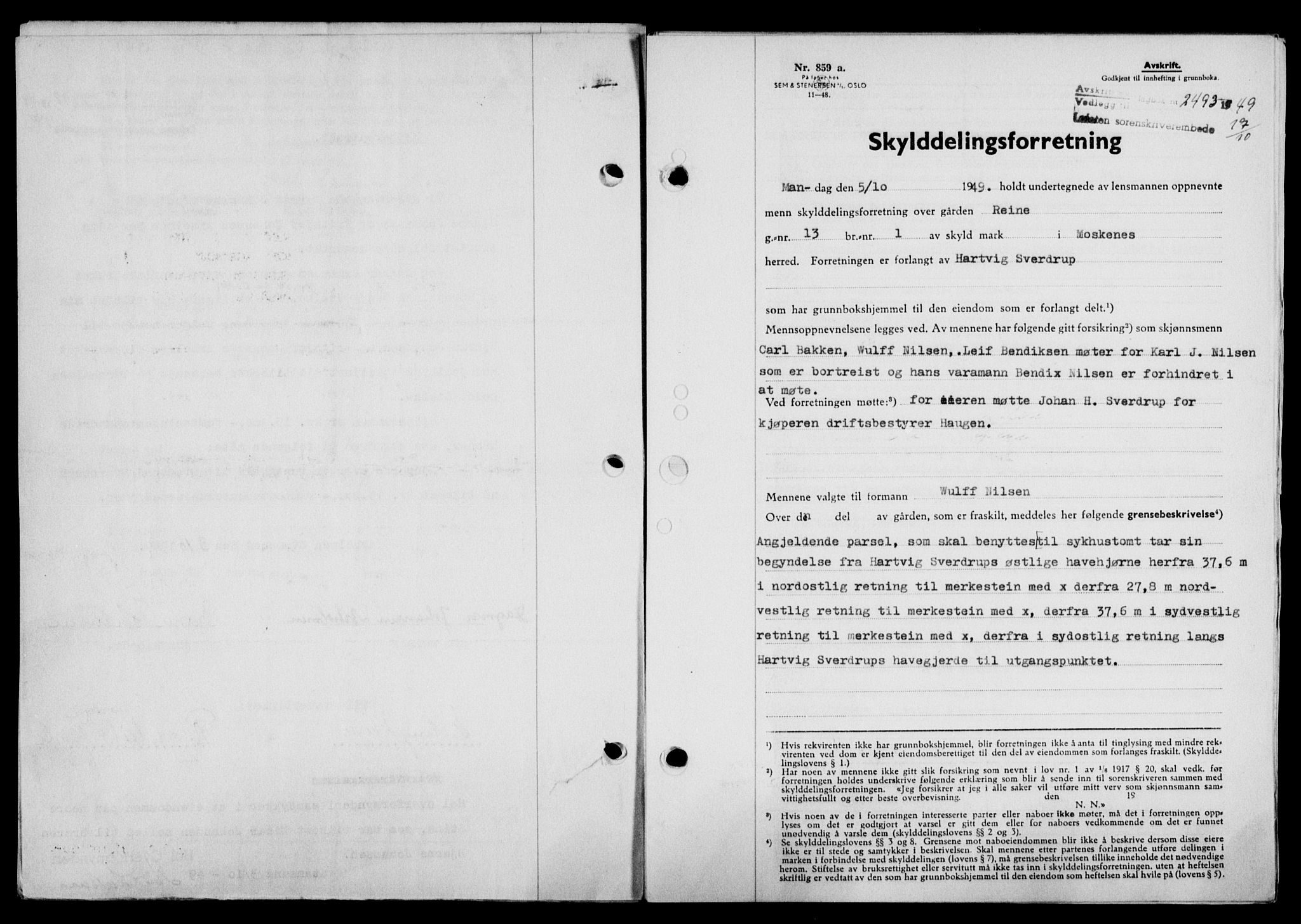 Lofoten sorenskriveri, SAT/A-0017/1/2/2C/L0022a: Mortgage book no. 22a, 1949-1950, Diary no: : 2493/1949