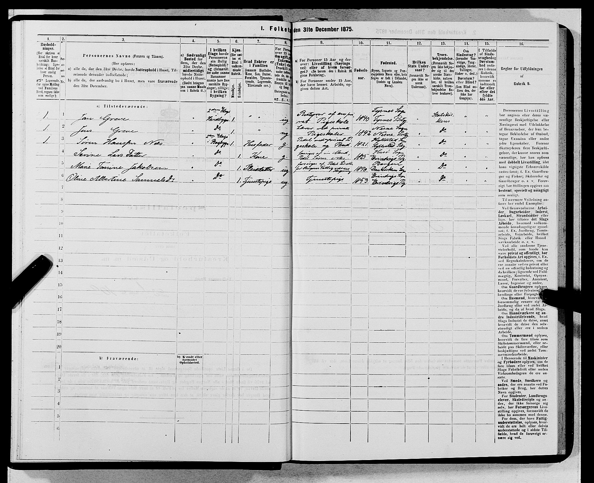 SAB, 1875 census for 1301 Bergen, 1875, p. 5222