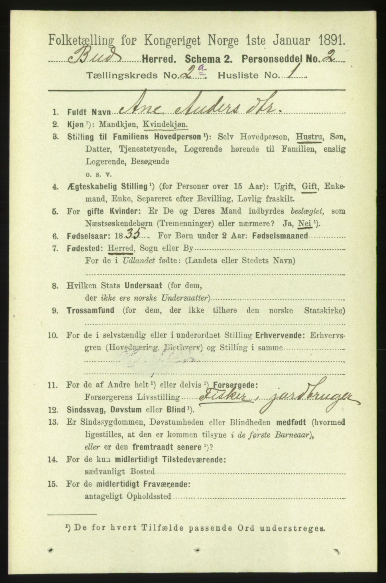 RA, 1891 census for 1549 Bud, 1891, p. 737