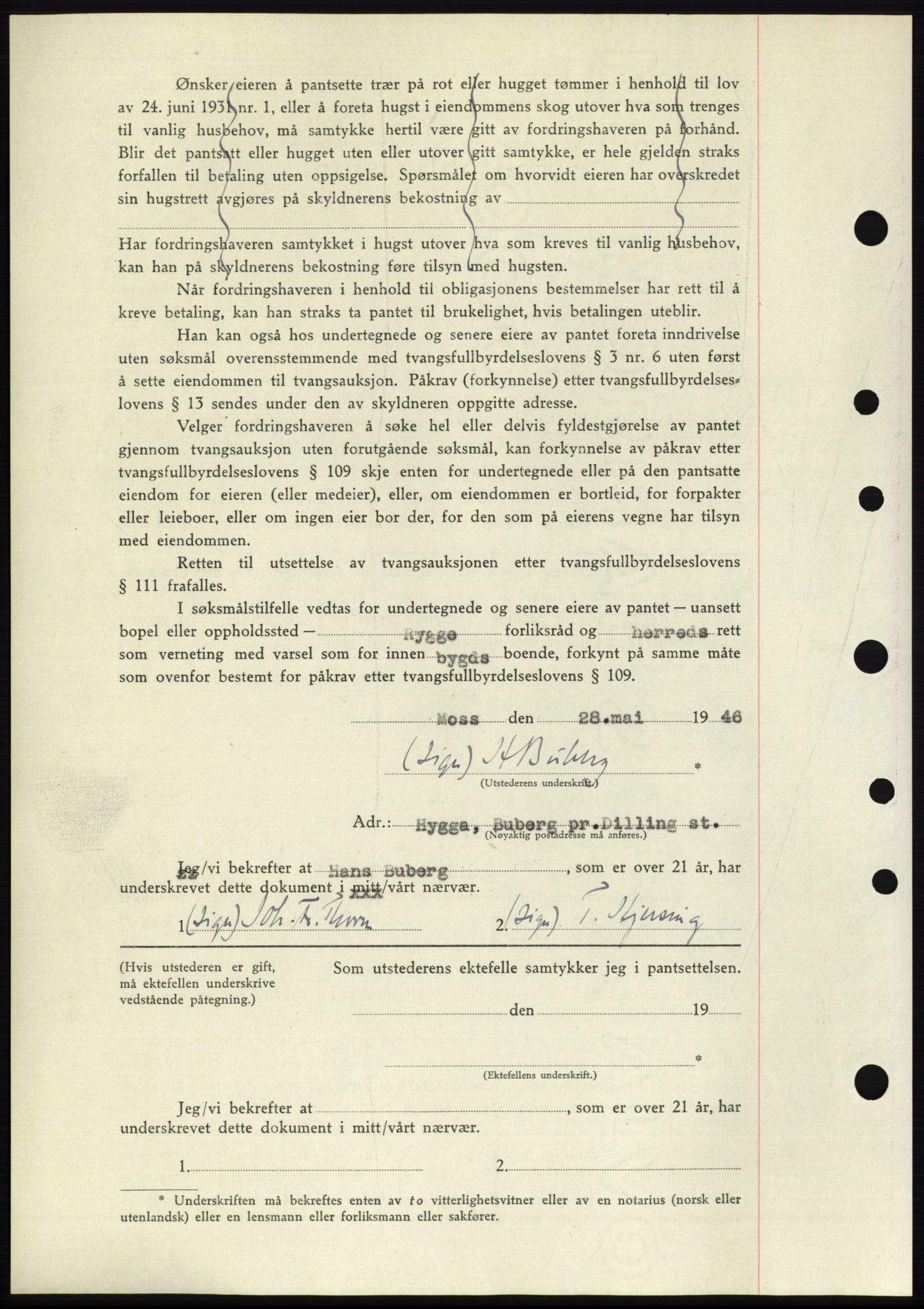 Moss sorenskriveri, SAO/A-10168: Mortgage book no. B15, 1946-1946, Diary no: : 1136/1946