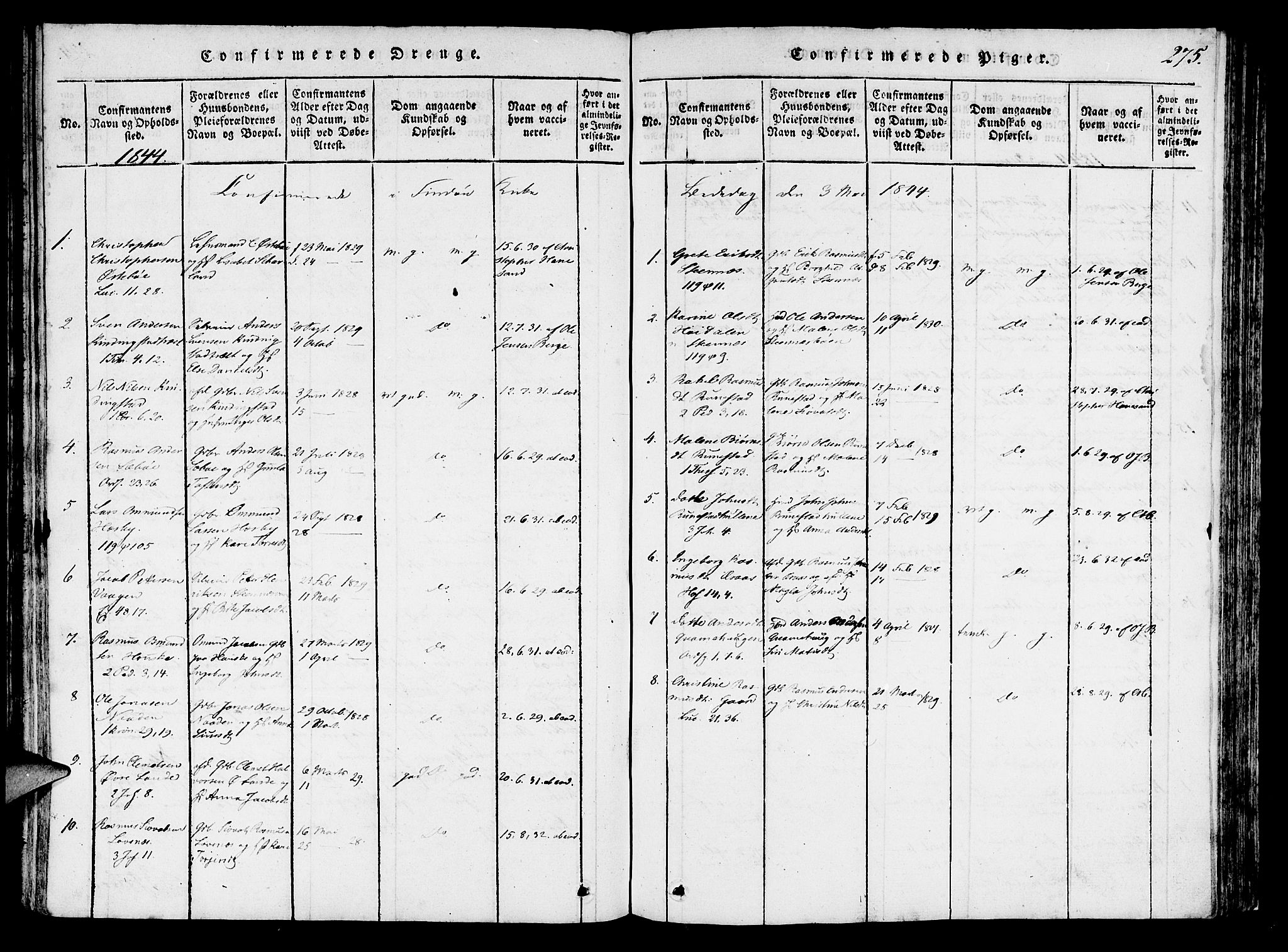 Finnøy sokneprestkontor, SAST/A-101825/H/Ha/Haa/L0006: Parish register (official) no. A 6, 1816-1846, p. 275