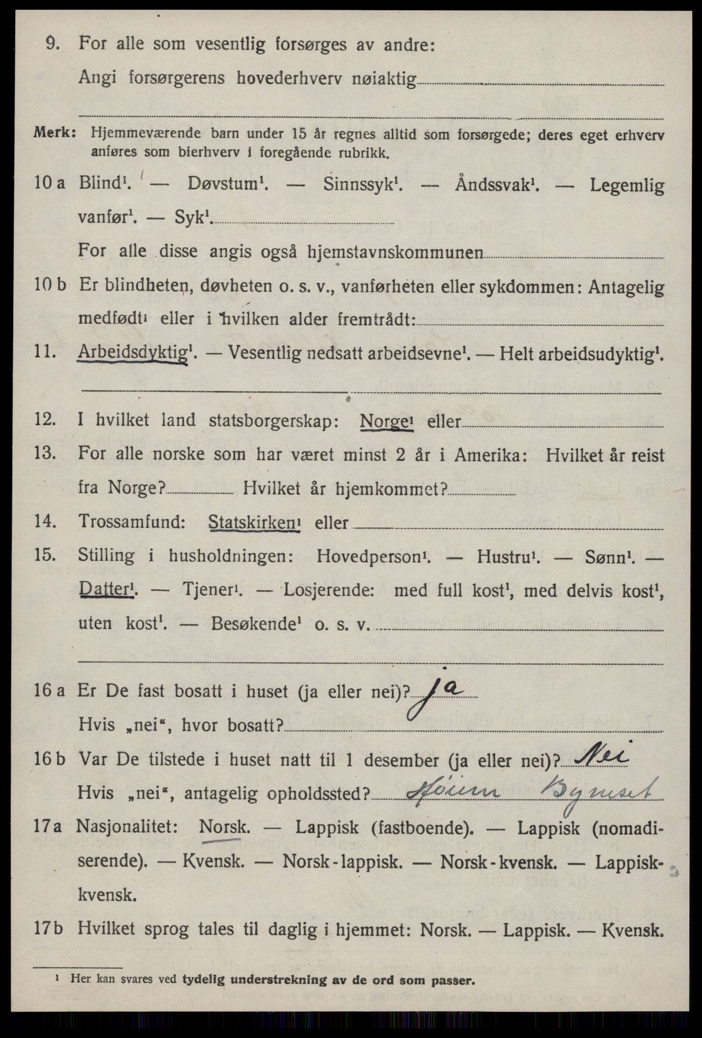 SAT, 1920 census for Byneset, 1920, p. 3469