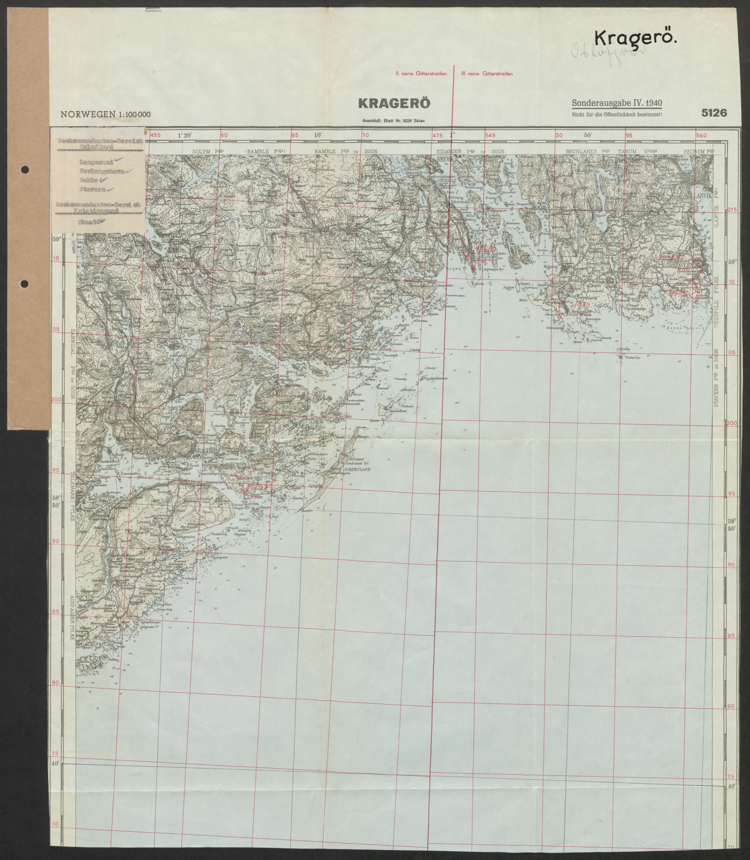 Forsvaret, Generalinspektør og sjefen for Kystartilleriet, AV/RA-RAFA-2045/F/Fa/L0016: Tyske oversiktskarter over festningsanlegg, 1940-1945, p. 265