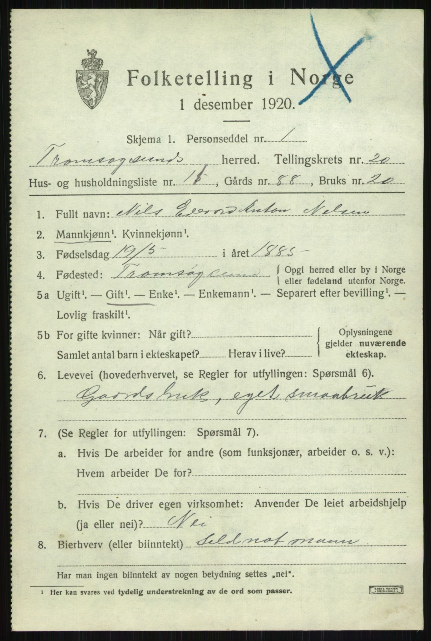 SATØ, 1920 census for Tromsøysund, 1920, p. 10710