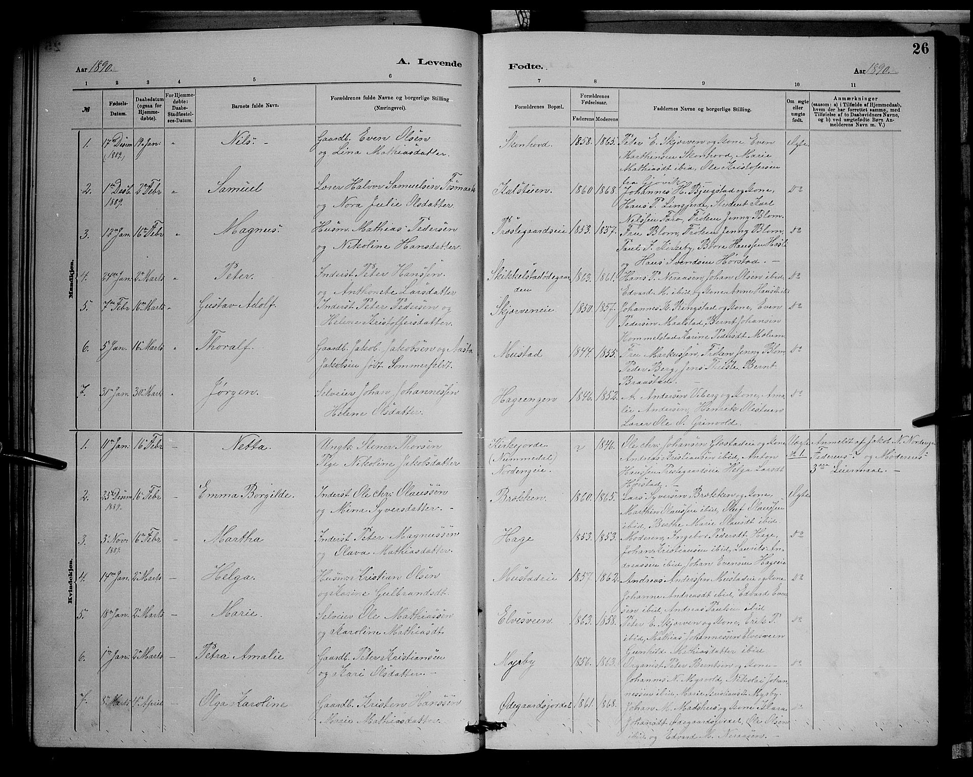 Vardal prestekontor, SAH/PREST-100/H/Ha/Hab/L0008: Parish register (copy) no. 8, 1881-1898, p. 26