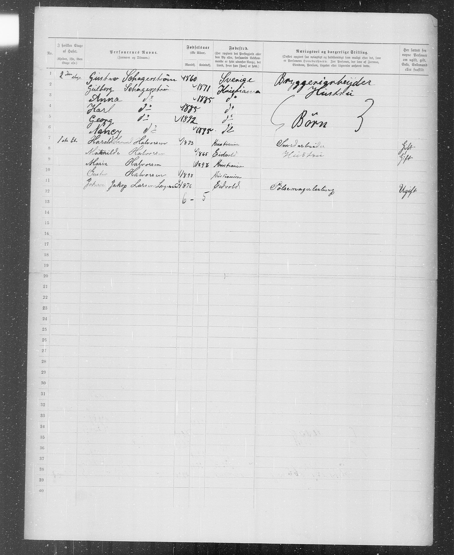 OBA, Municipal Census 1899 for Kristiania, 1899, p. 1402