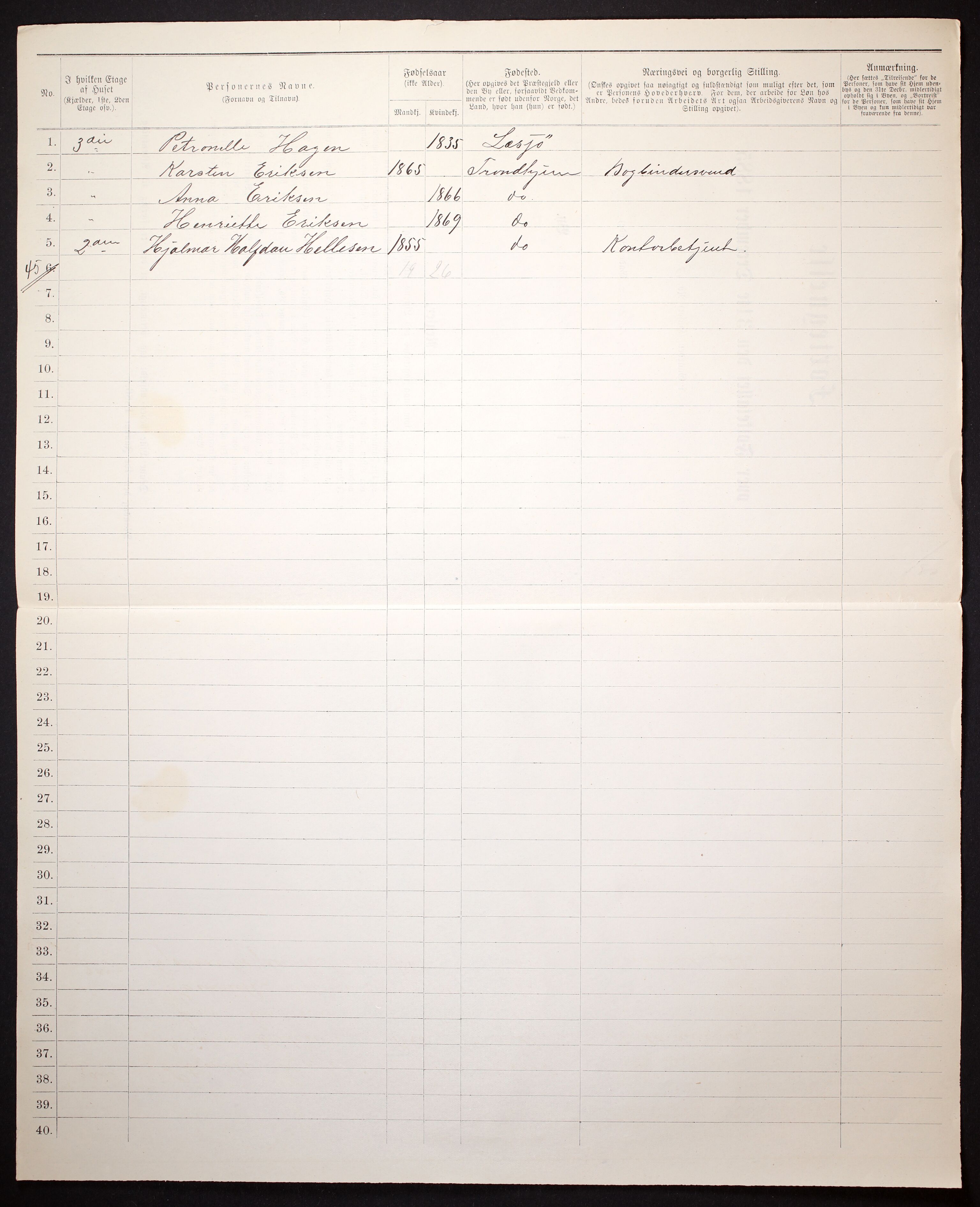 SAT, 1885 census for 1601 Trondheim, 1885, p. 1090