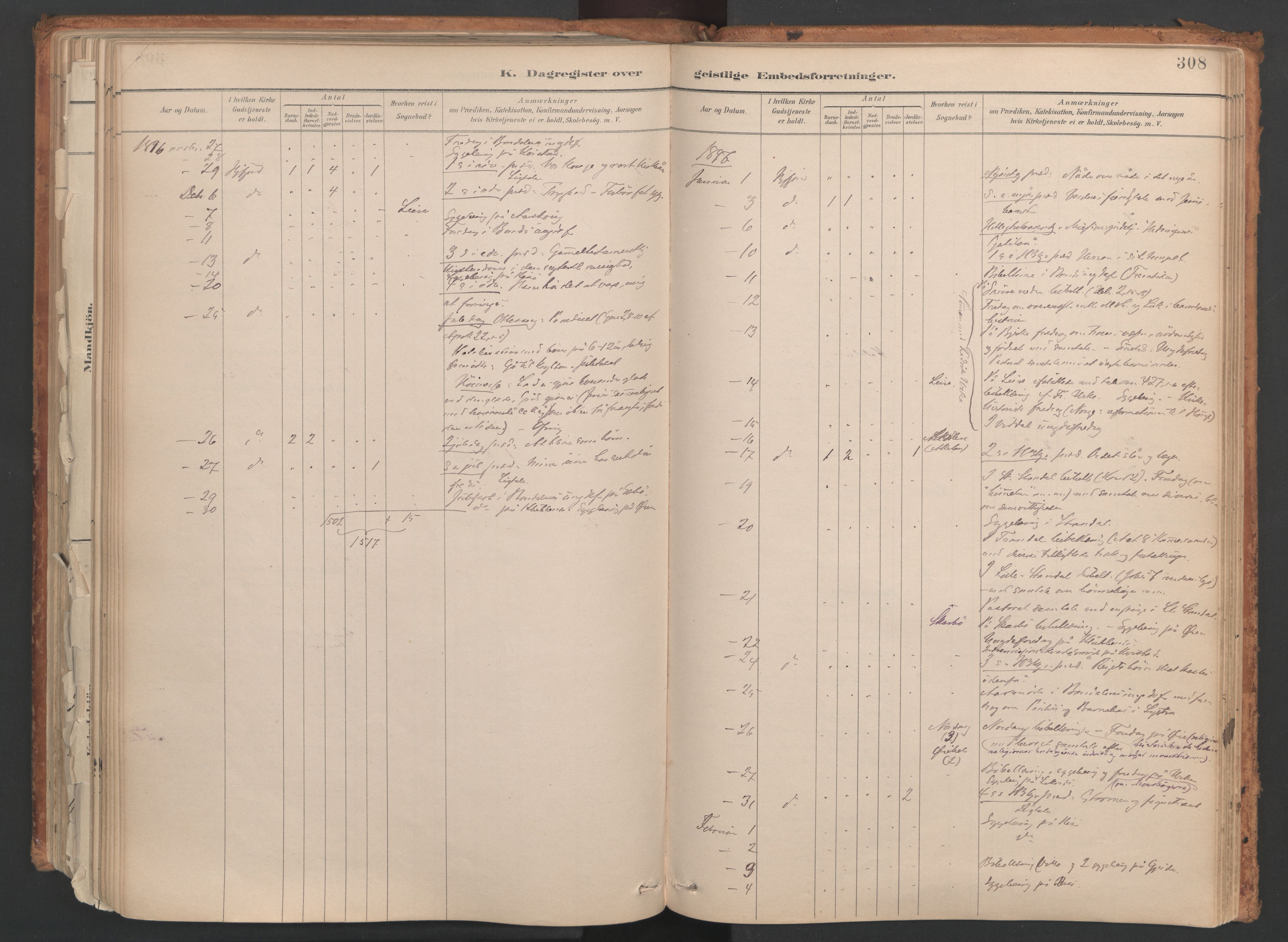 Ministerialprotokoller, klokkerbøker og fødselsregistre - Møre og Romsdal, SAT/A-1454/515/L0211: Parish register (official) no. 515A07, 1886-1910, p. 308