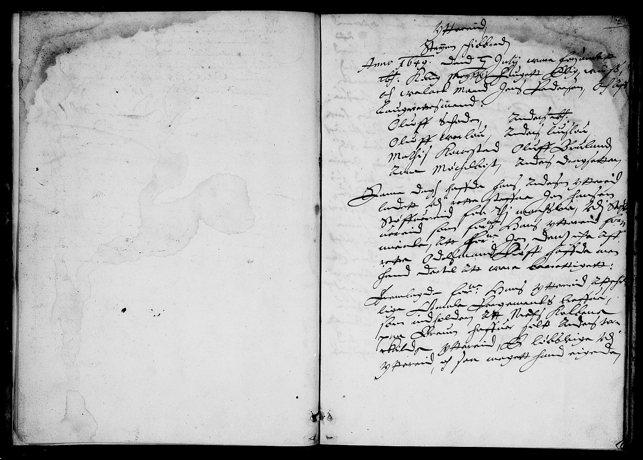 Nordfjord sorenskriveri, AV/SAB-A-2801/01/01a/L0002: Tingbøker (Justisprotokoller), 1649-1650, p. 1b-2a