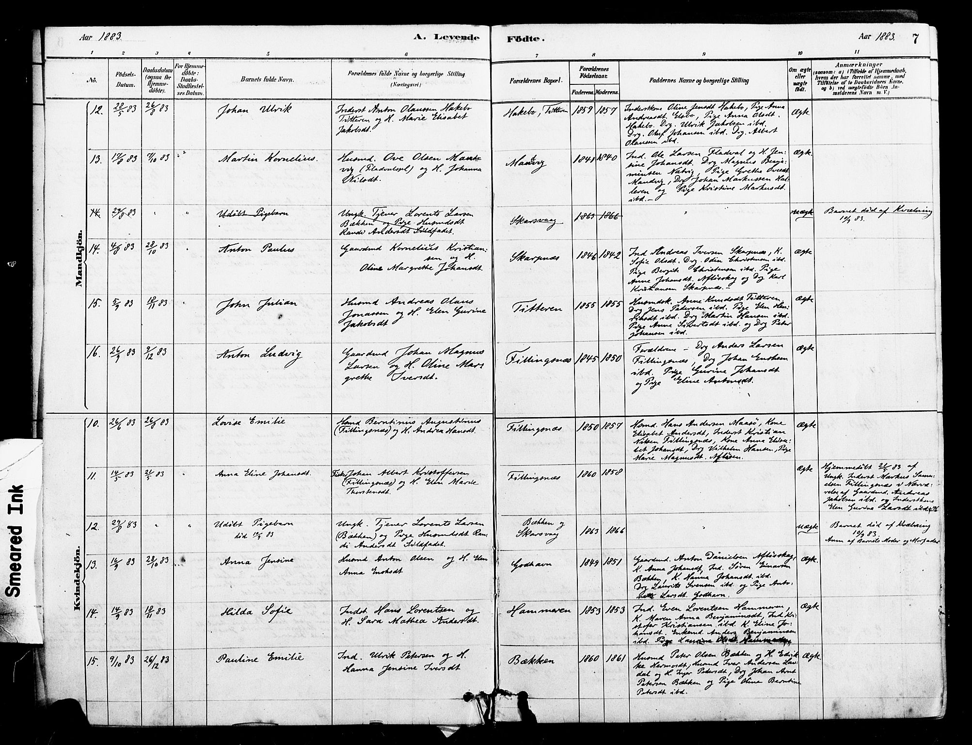 Ministerialprotokoller, klokkerbøker og fødselsregistre - Sør-Trøndelag, AV/SAT-A-1456/641/L0595: Parish register (official) no. 641A01, 1882-1897, p. 7