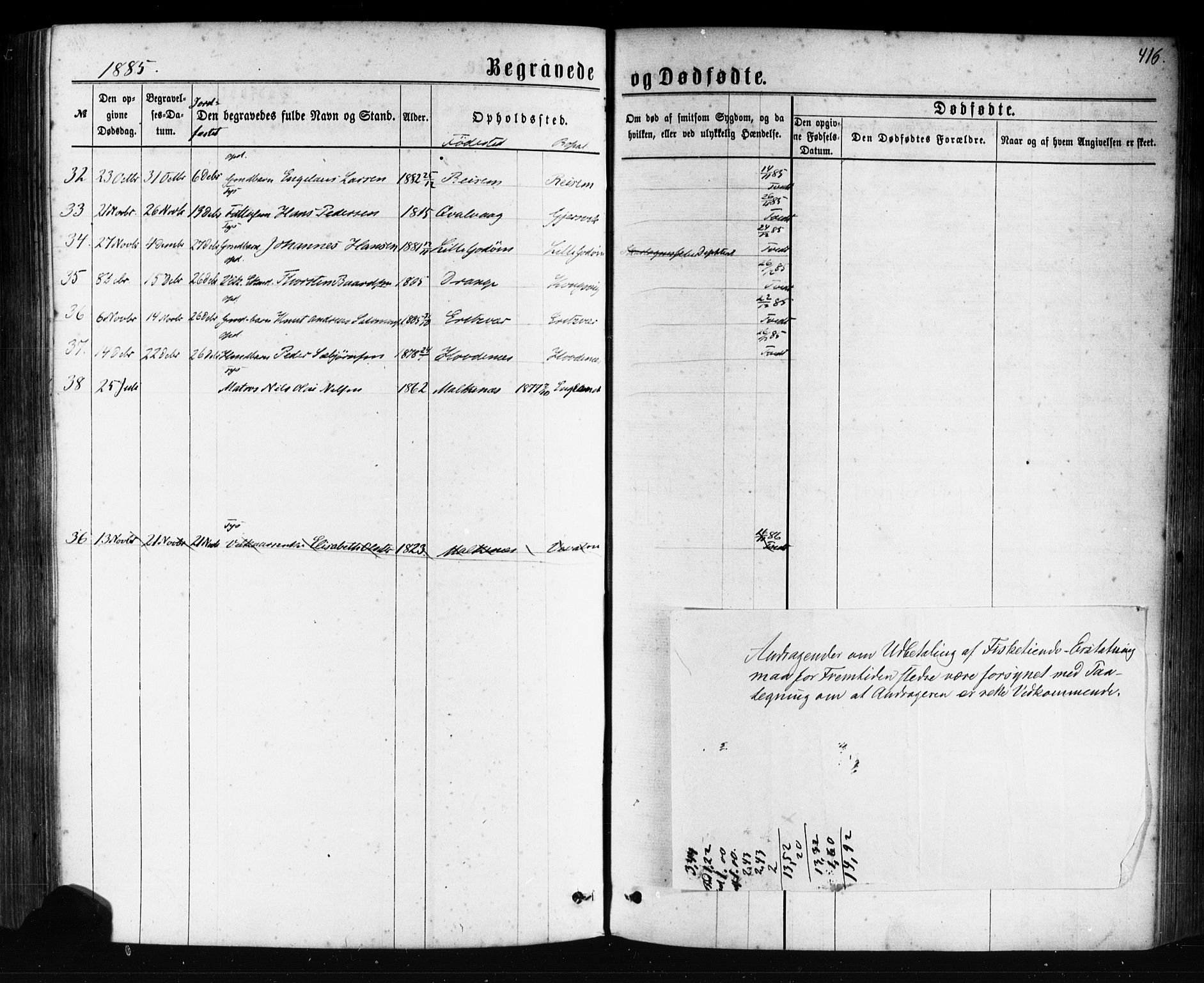 Tysnes sokneprestembete, AV/SAB-A-78601/H/Haa: Parish register (official) no. A 12, 1872-1886, p. 416