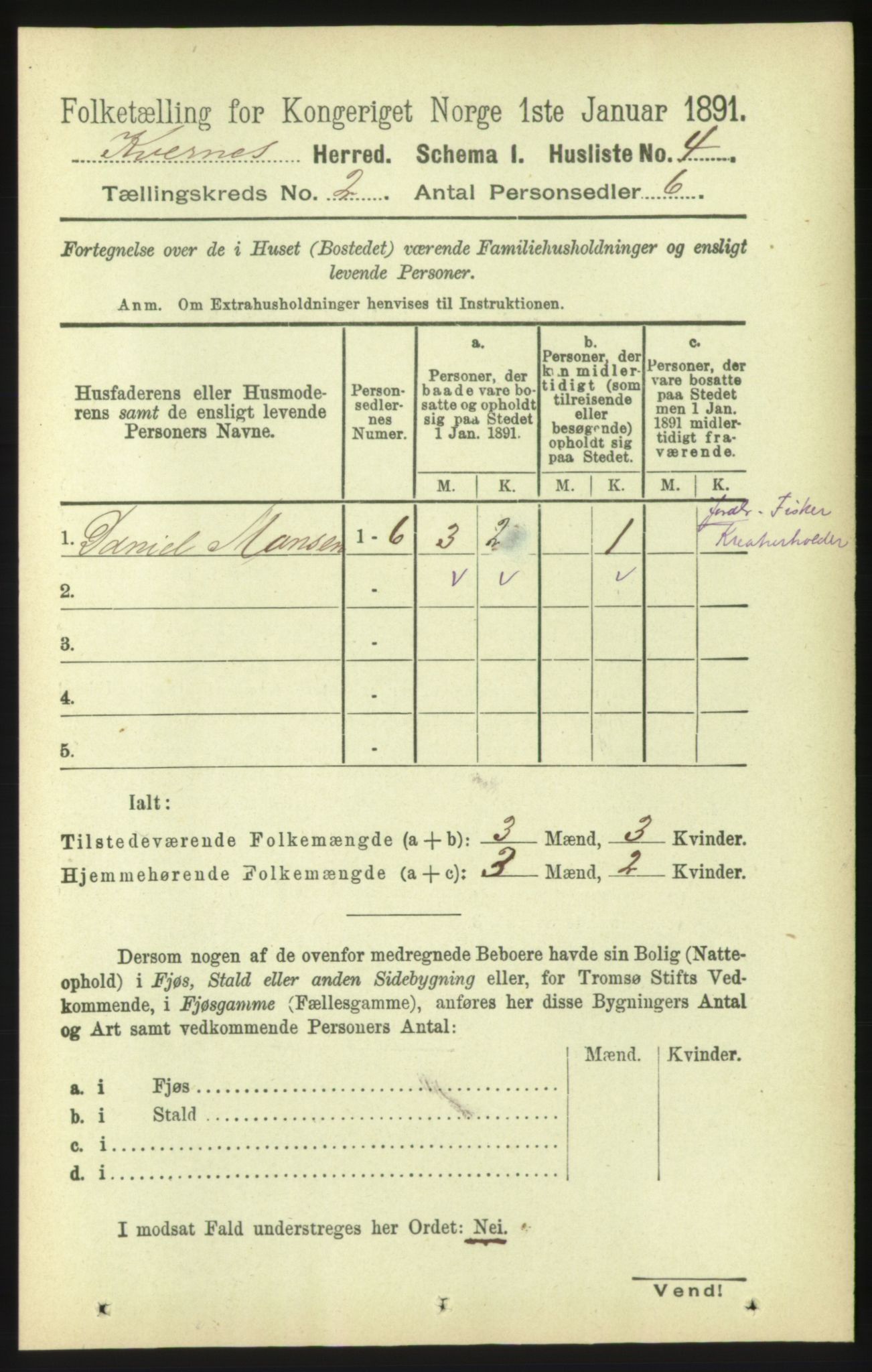 RA, 1891 census for 1553 Kvernes, 1891, p. 640